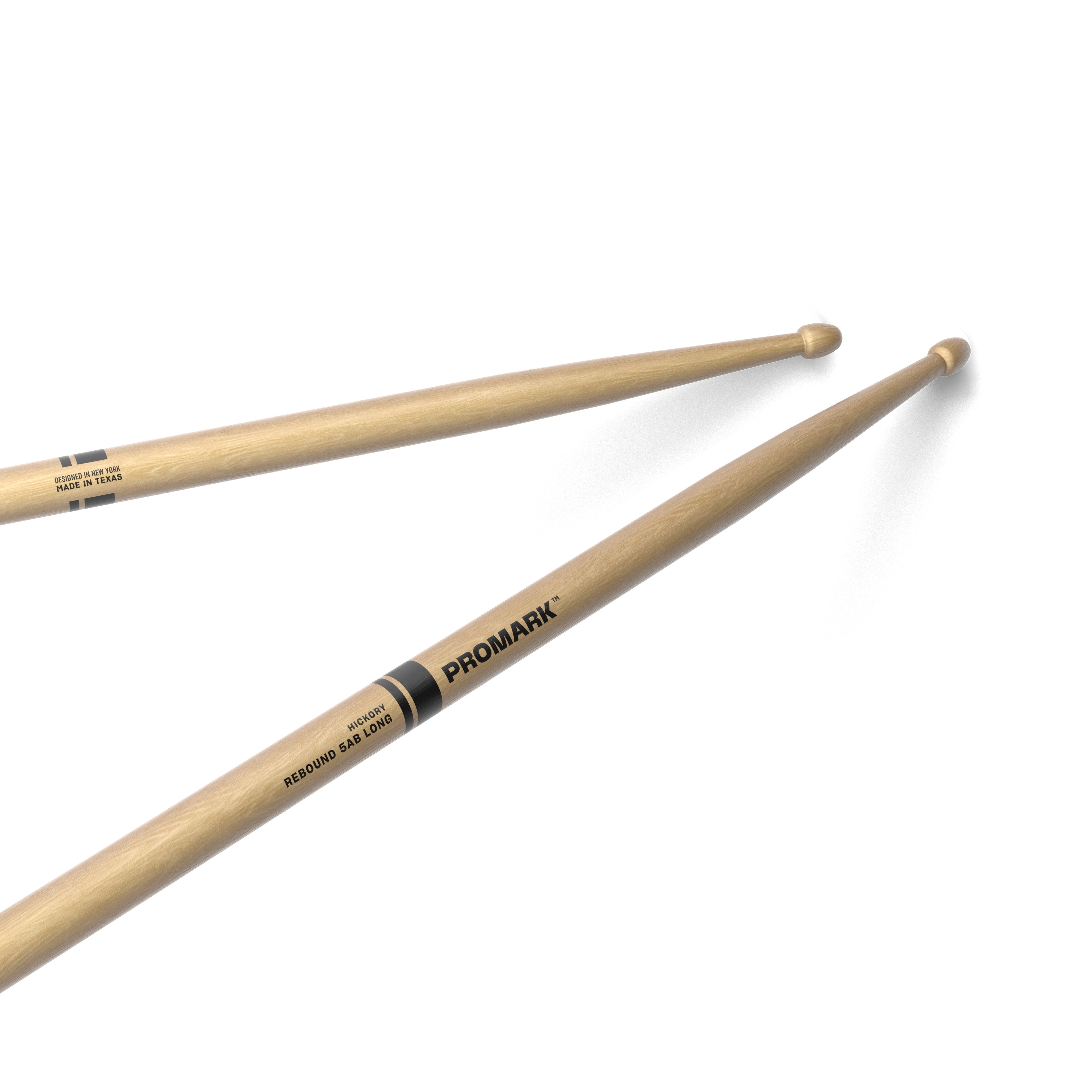 Promark Rebound 5AB Long Hickory Drumsticks - Acorn Wood Tip