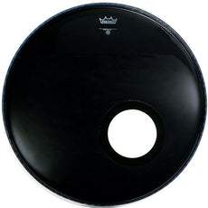 Remo 24" Ebony Ambassador Resonant Bass Drum Head With Port Hole and Dynamo