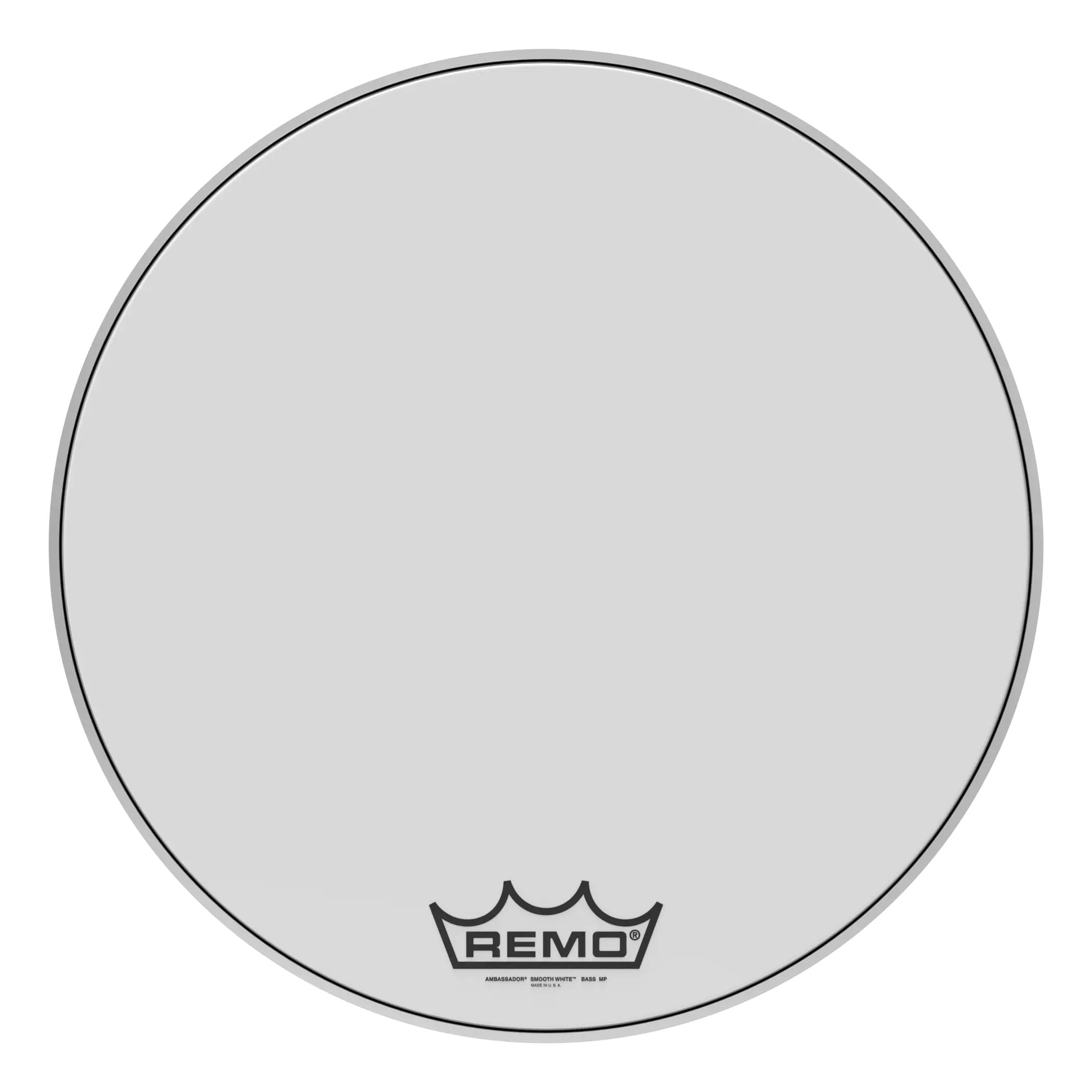 Remo Ambassador Smooth White Crimplock Marching Bass Drumhead - 24"