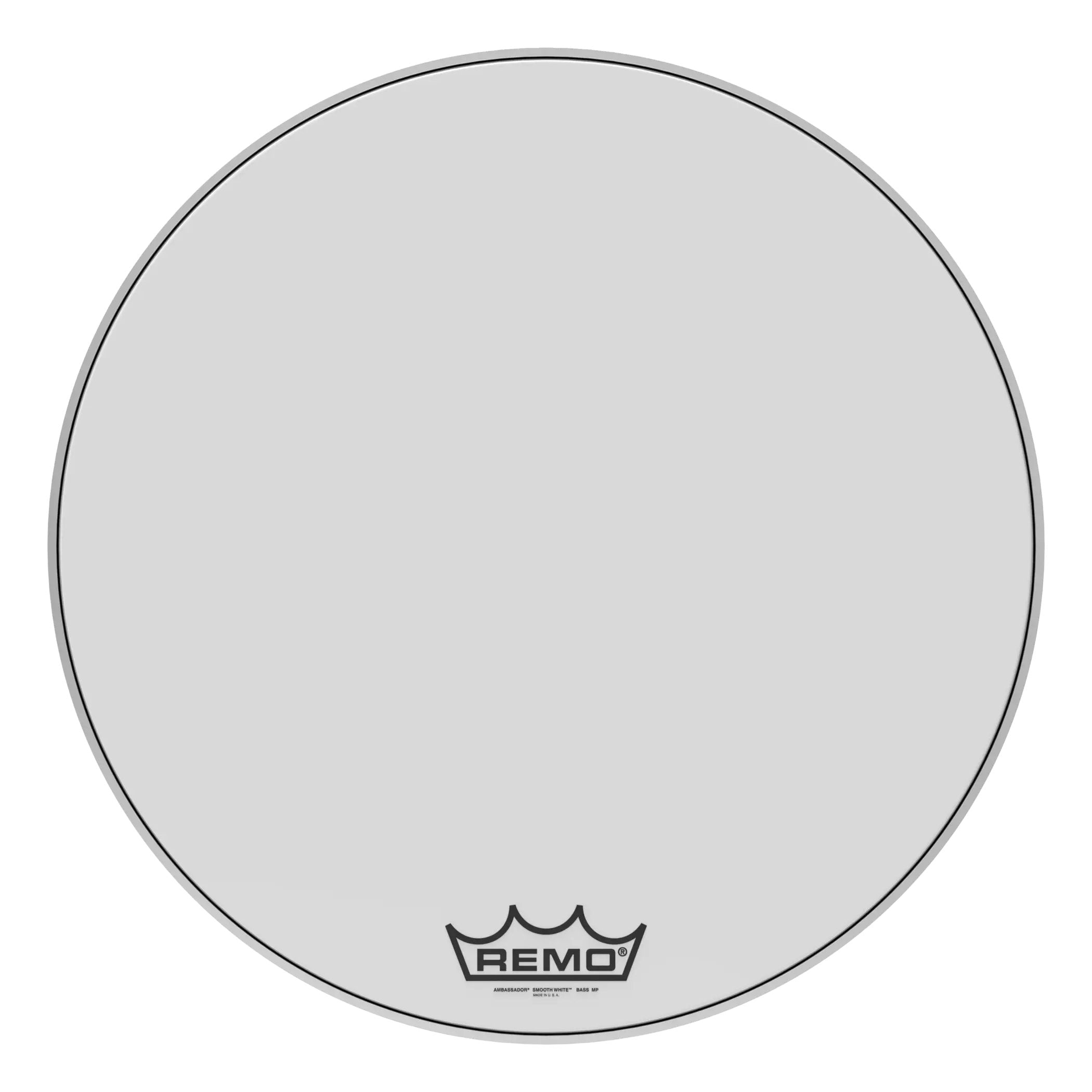 Remo Ambassador Smooth White Crimplock Marching Bass Drumhead - 28"