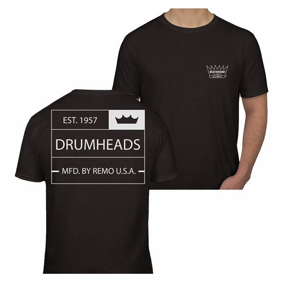 Remo Classic Crown T-Shirt Black T-Shirt with White Logo - Small