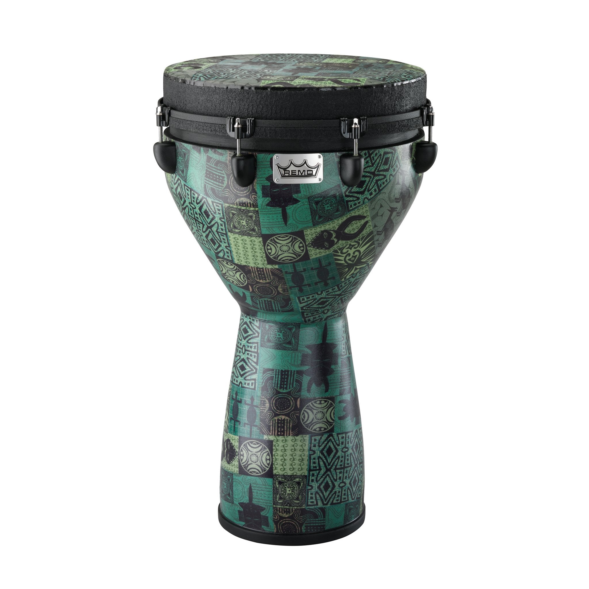 Remo Designer Series Key-Tuned Djembe Green Kintecloth 14"