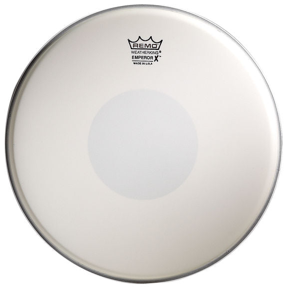 12" Remo Emperor X Coated with Black Dot on Bottom Snare Drumhead