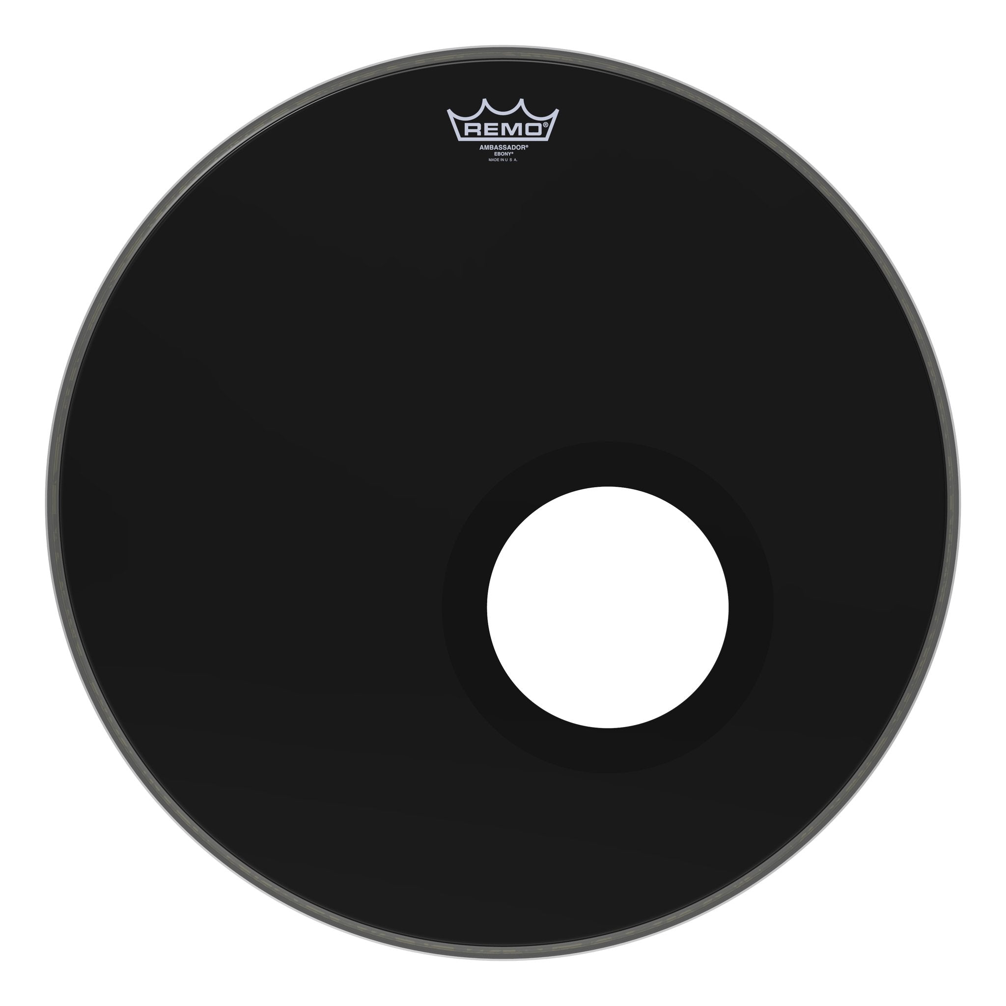 Remo 20" Ebony Ambassador Resonant Bass Drum Head With Port Hole