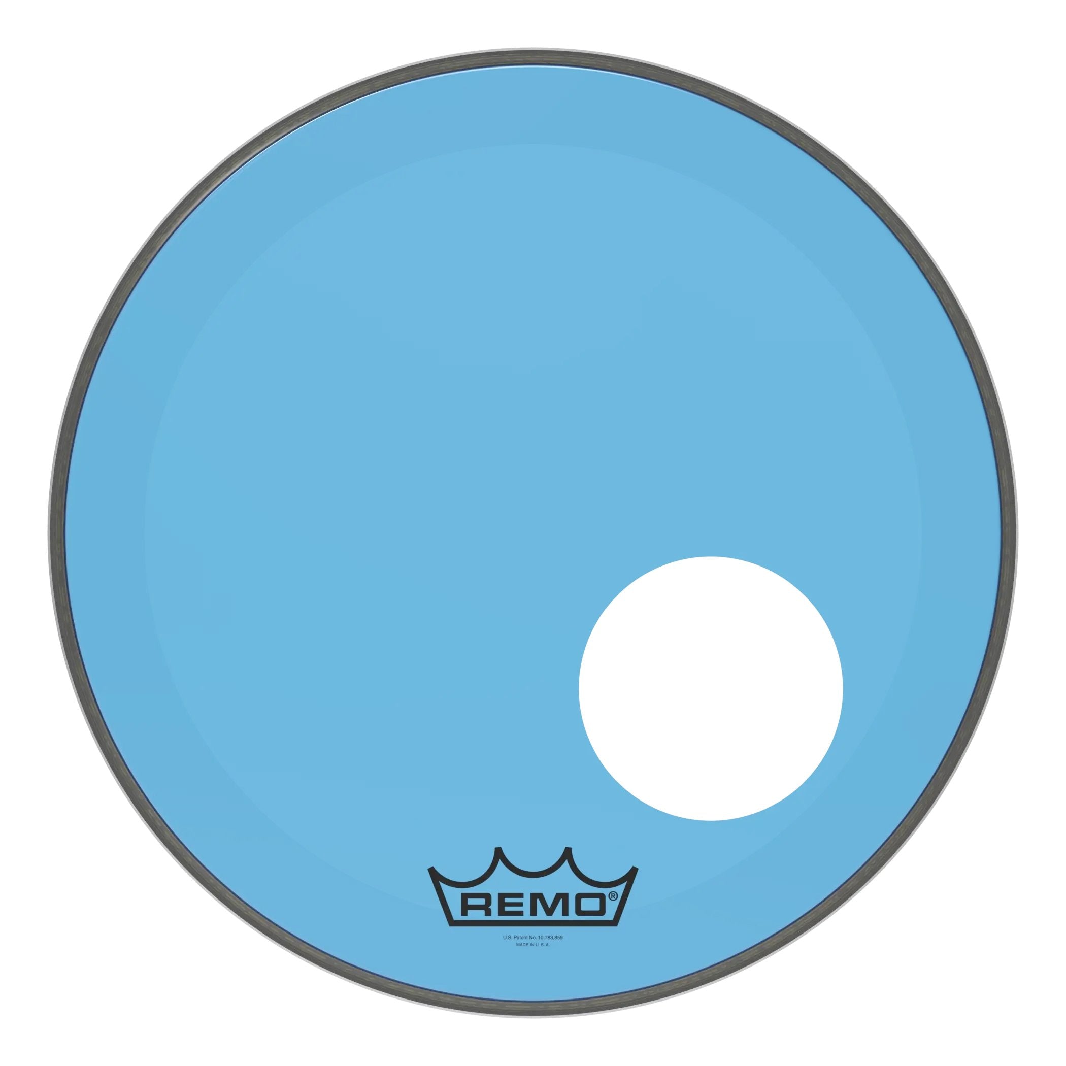 Remo Powerstroke P3 Colortone Blue Bass Drumhead - Offset Hole - 18"