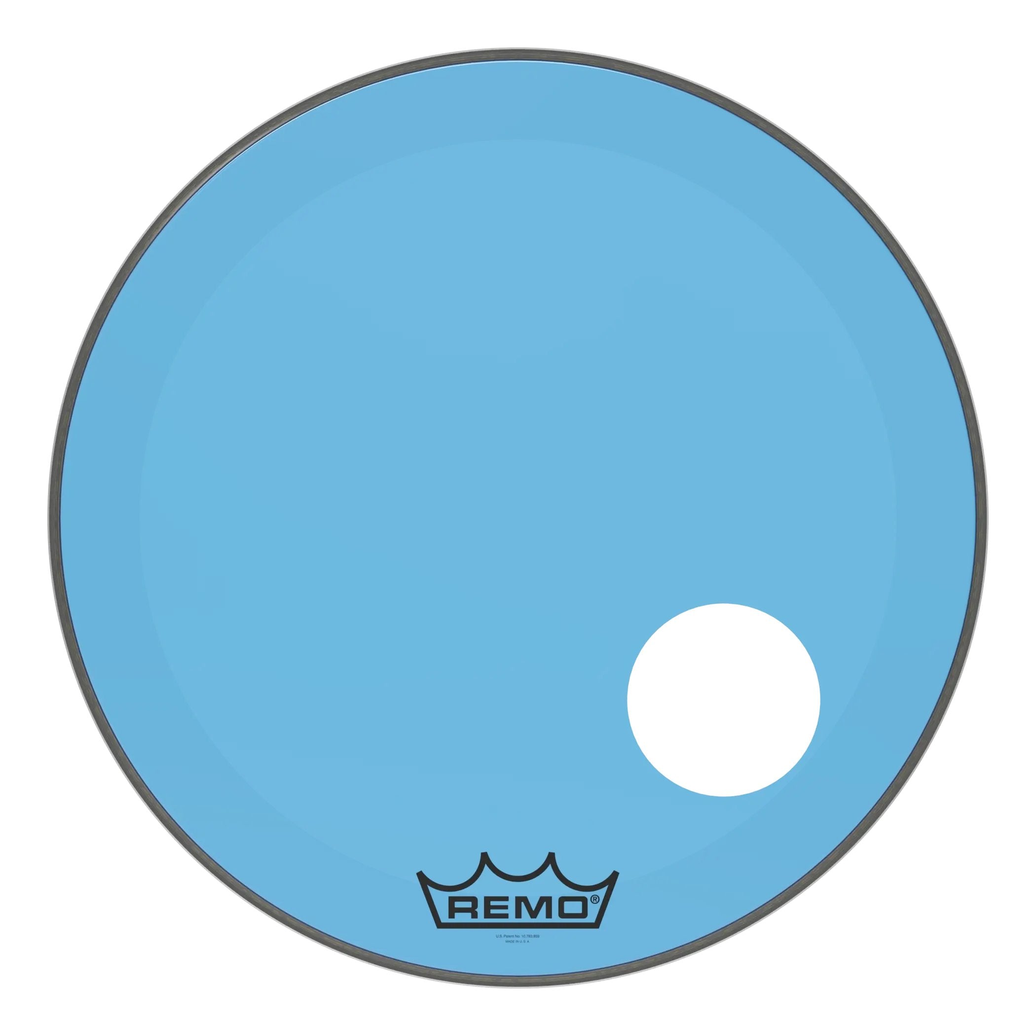 Remo Powerstroke P3 Colortone Blue Bass Drumhead - Offset Hole - 24"