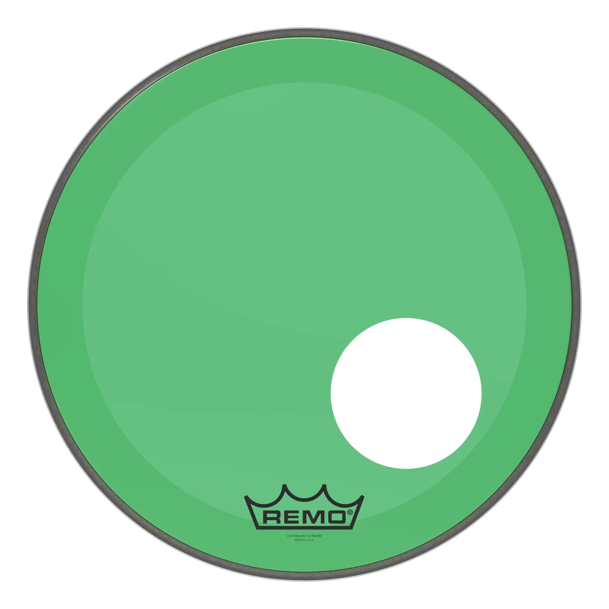 Remo Powerstroke P3 Colortone Green Bass Drumhead - Offset Hole - 18"
