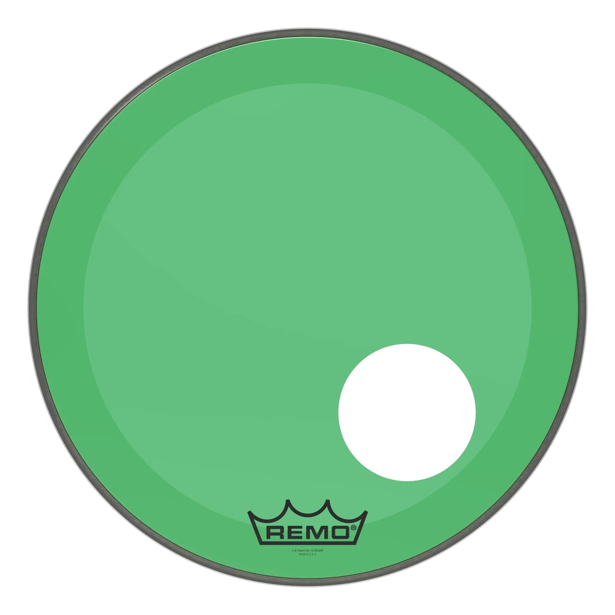 Remo Powerstroke P3 Colortone Green Bass Drumhead - Offset Hole - 20"