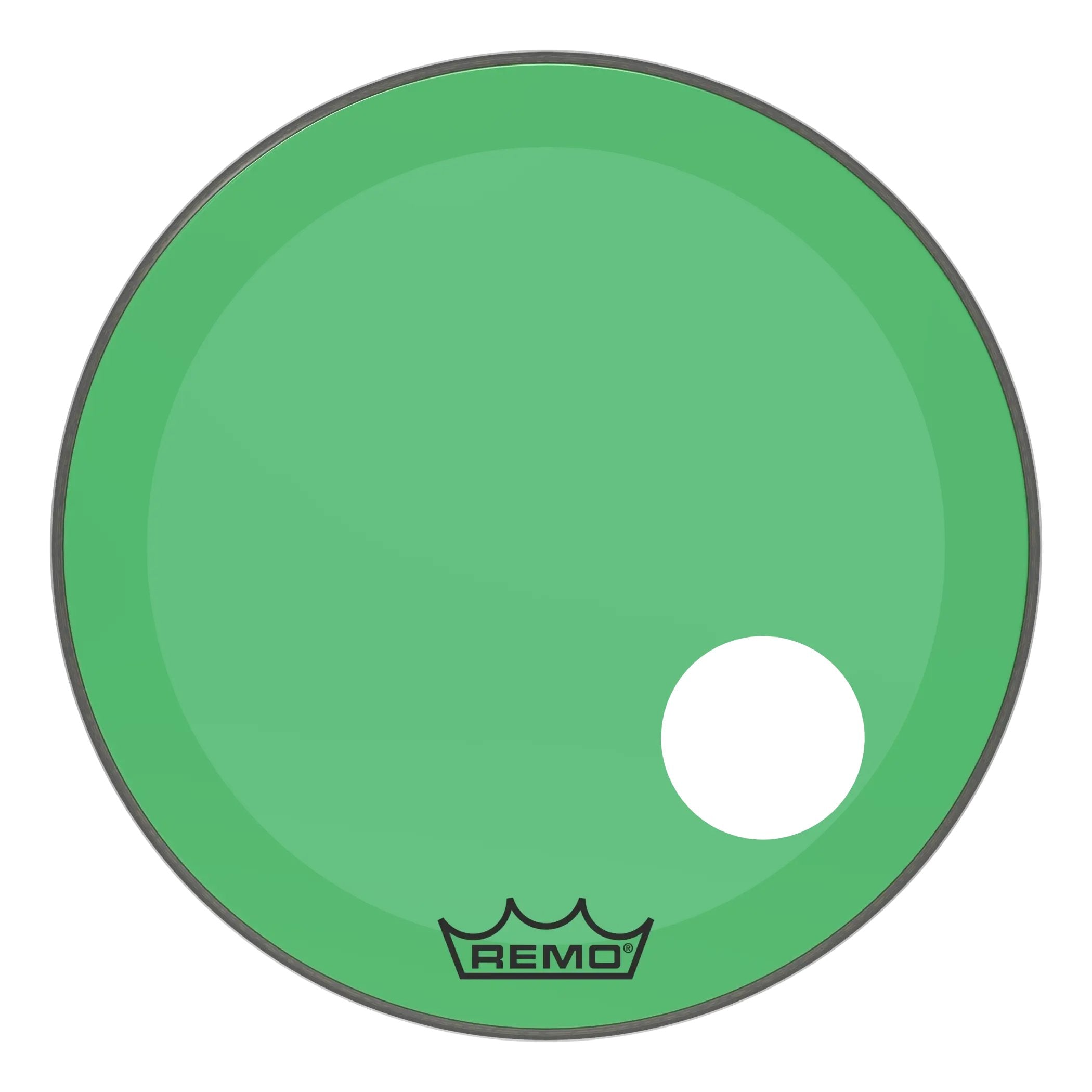 Remo Powerstroke P3 Colortone Green Bass Drumhead - Offset Hole - 24"
