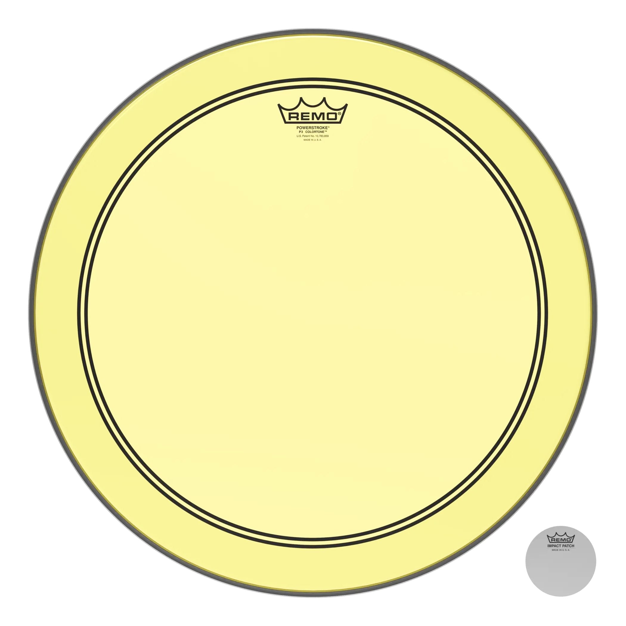 Remo Powerstroke P3 Colortone Yellow Bass Drumhead - 18"