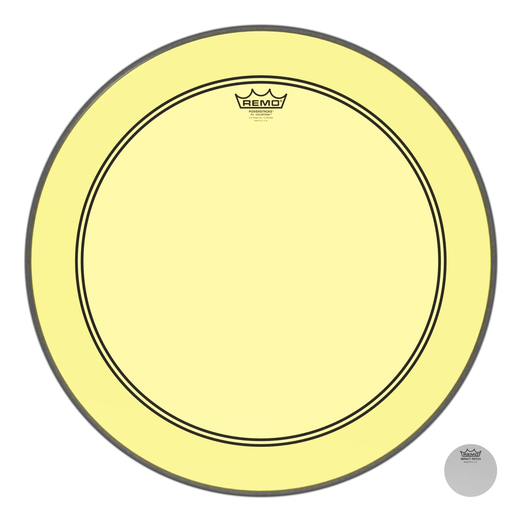 Remo Powerstroke P3 Colortone Yellow Bass Drumhead - 22"