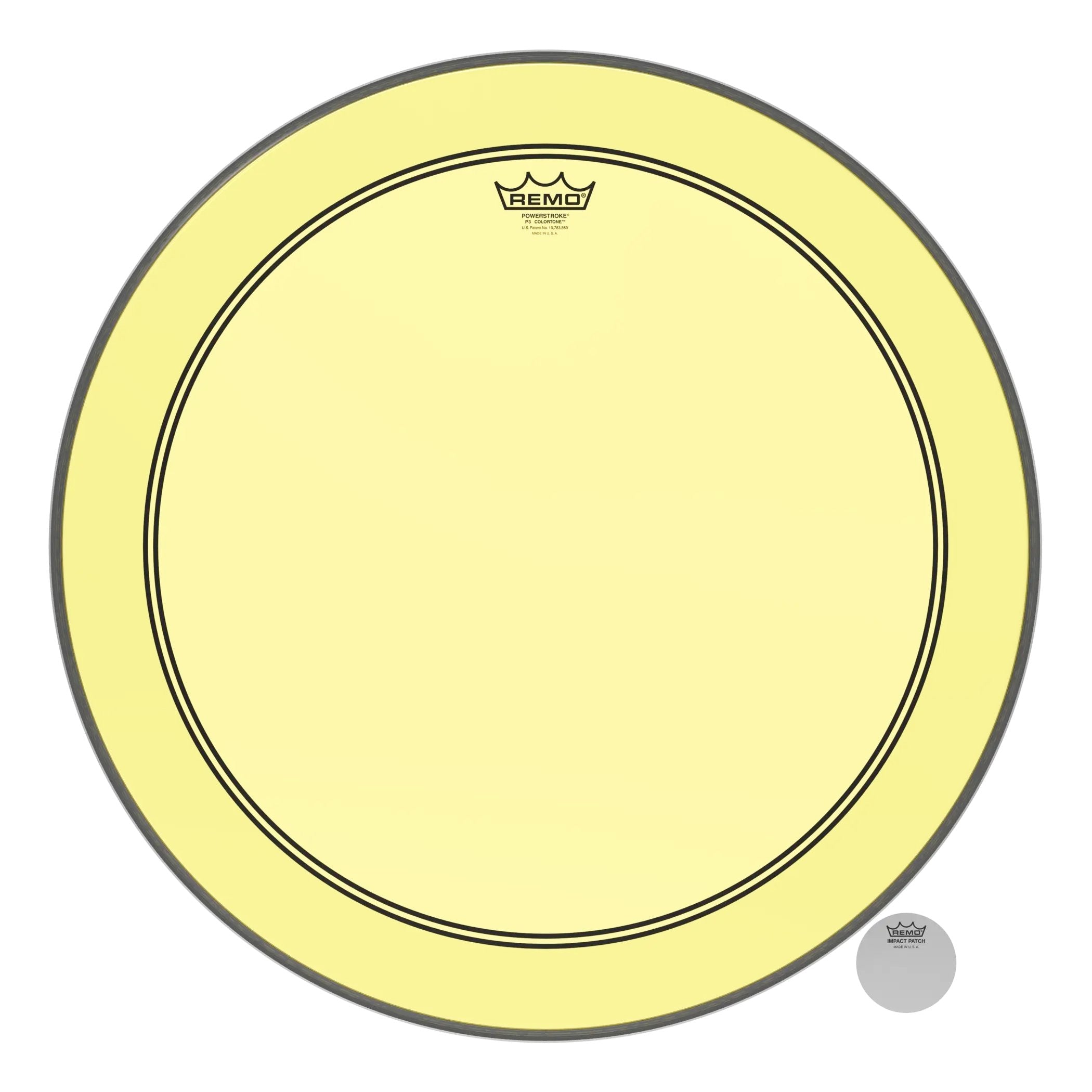 Remo Powerstroke P3 Colortone Yellow Bass Drumhead - 24"