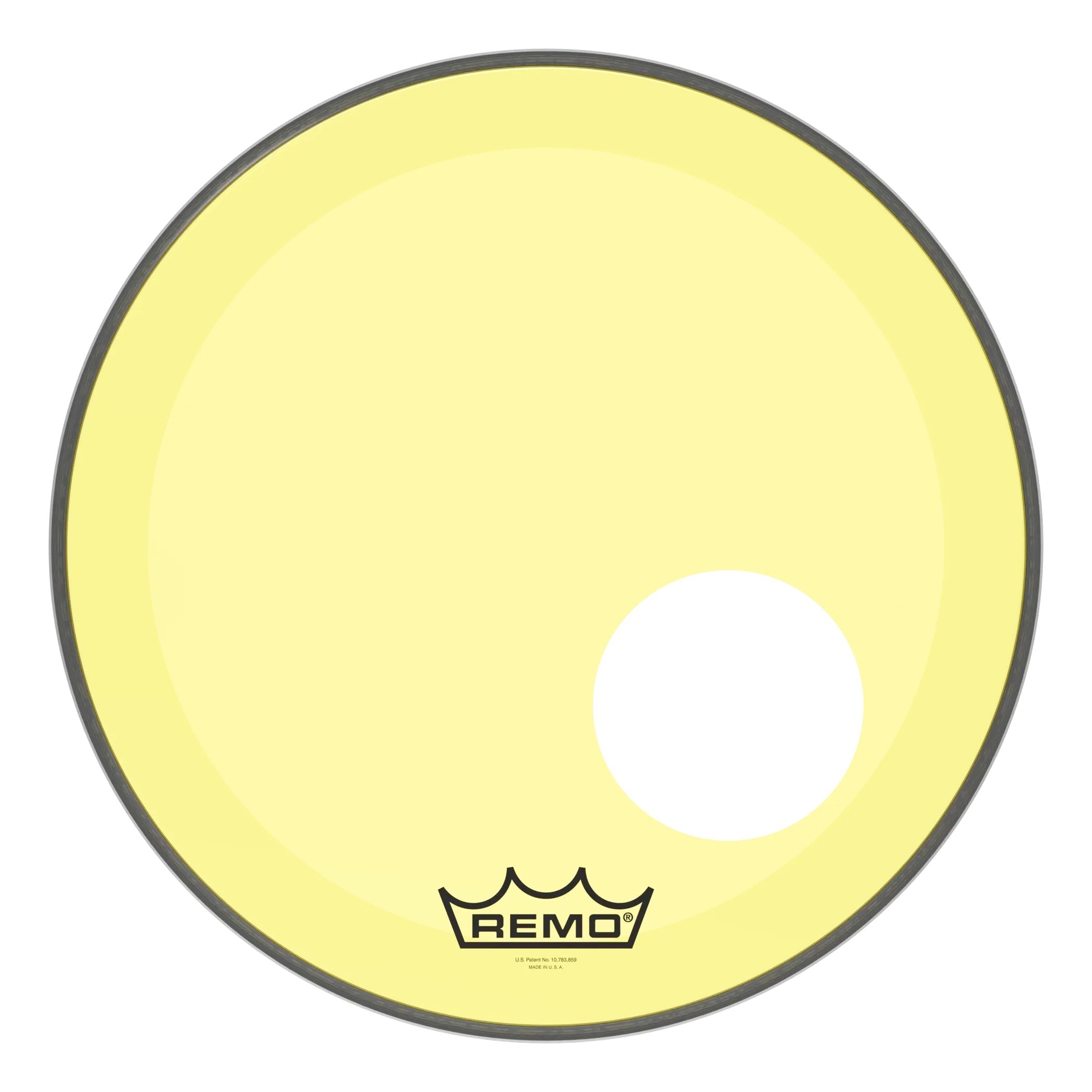 Remo Powerstroke P3 Colortone Yellow Bass Drumhead - Offset Hole - 18"