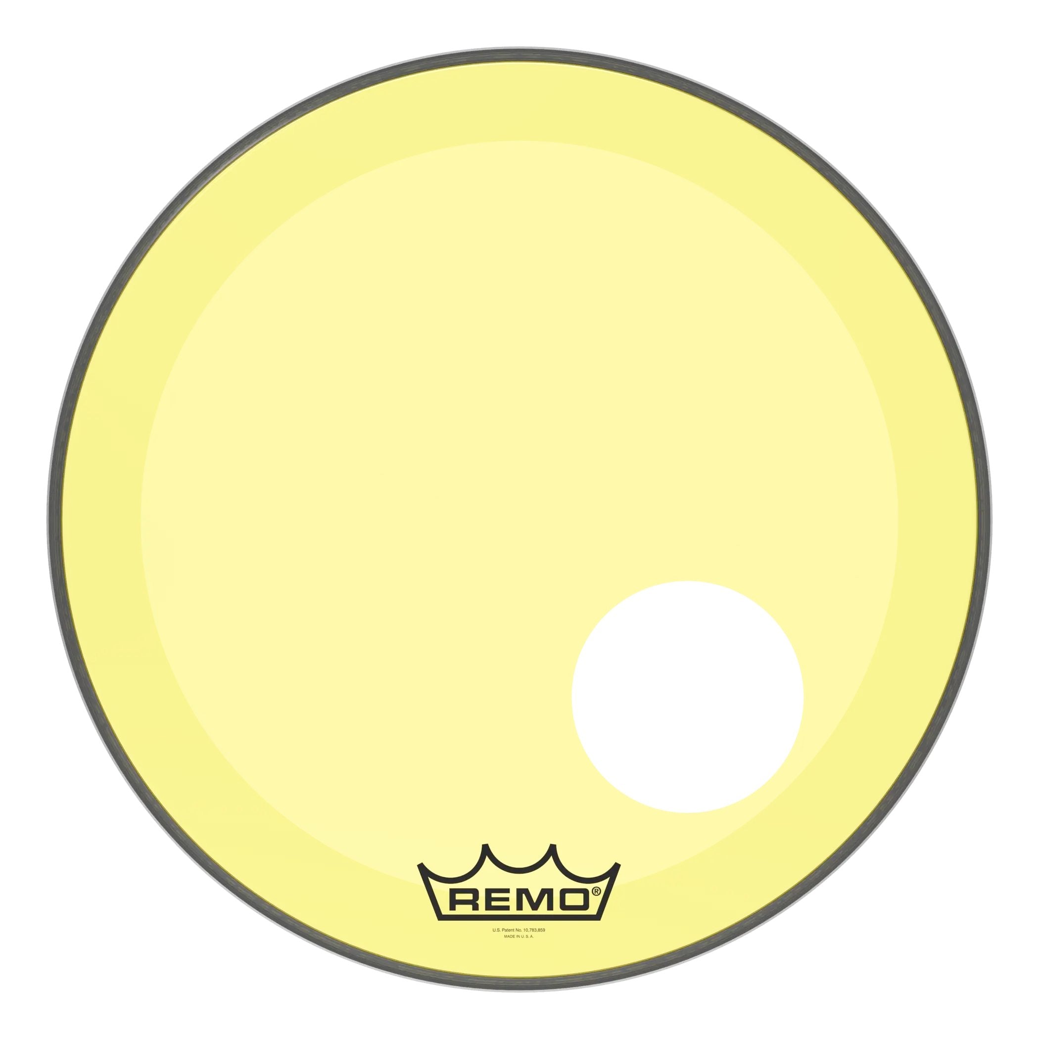 Remo Powerstroke P3 Colortone Yellow Bass Drumhead - Offset Hole - 20"