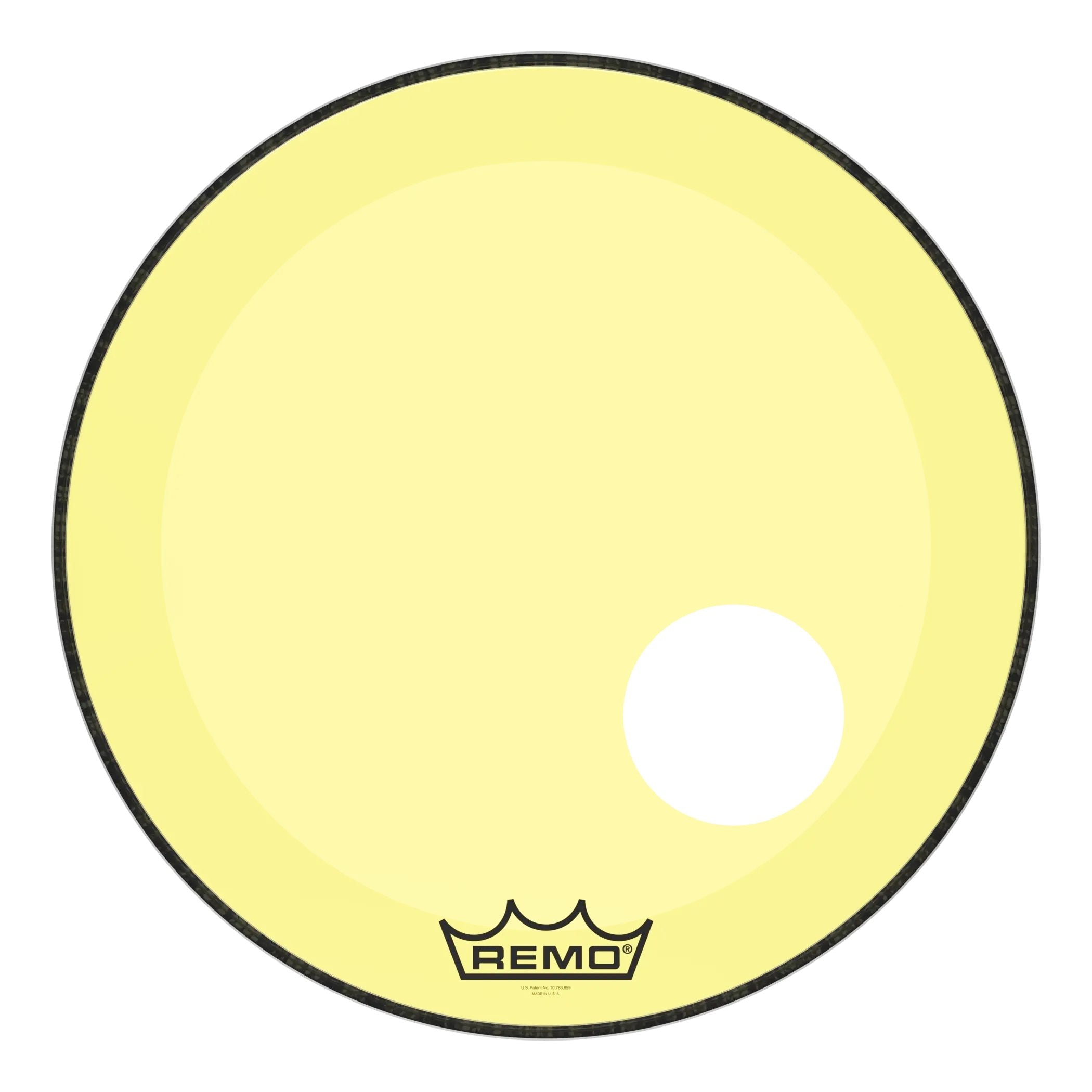 Remo Powerstroke P3 Colortone Yellow Bass Drumhead - Offset Hole - 22"