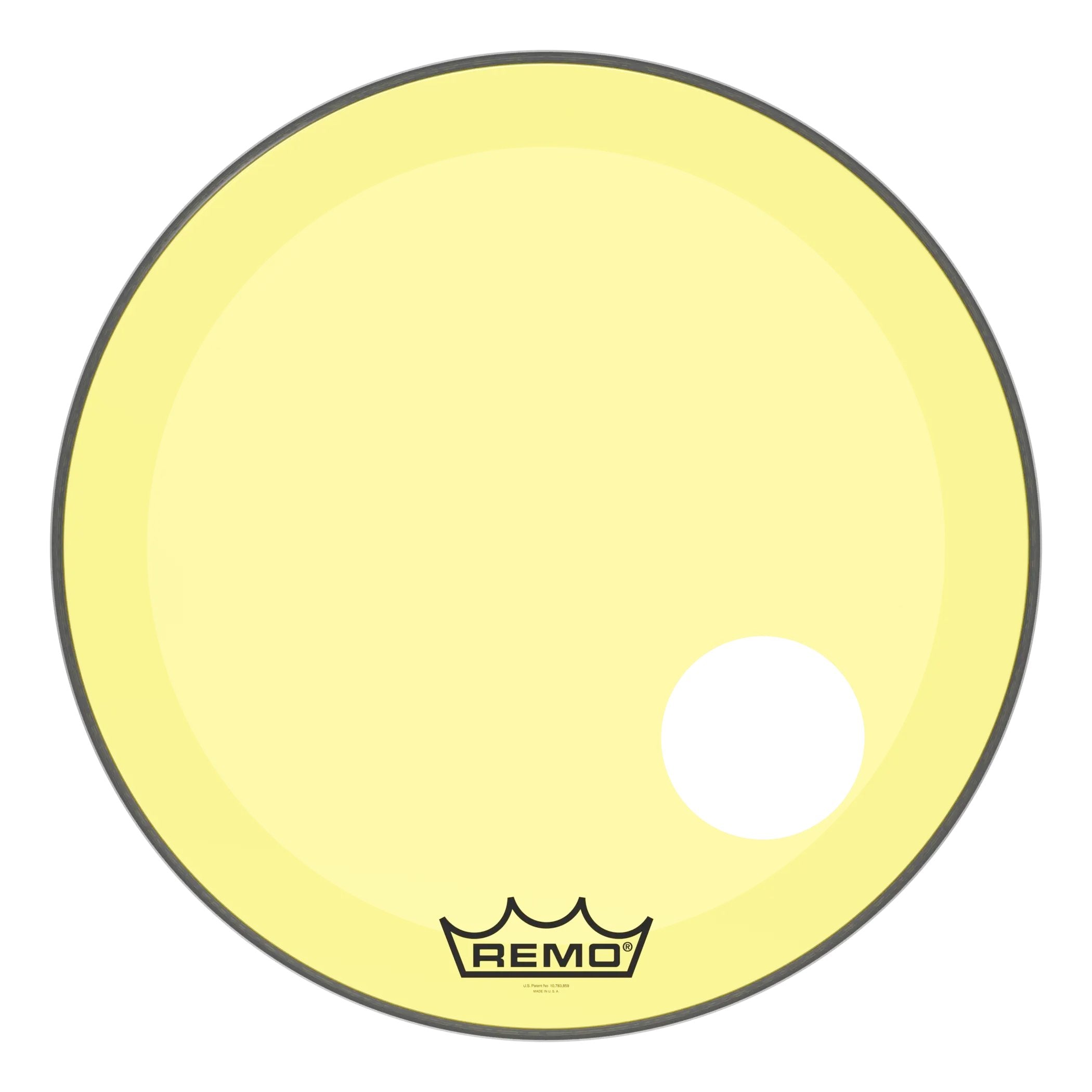 Remo Powerstroke P3 Colortone Yellow Bass Drumhead - Offset Hole - 24"