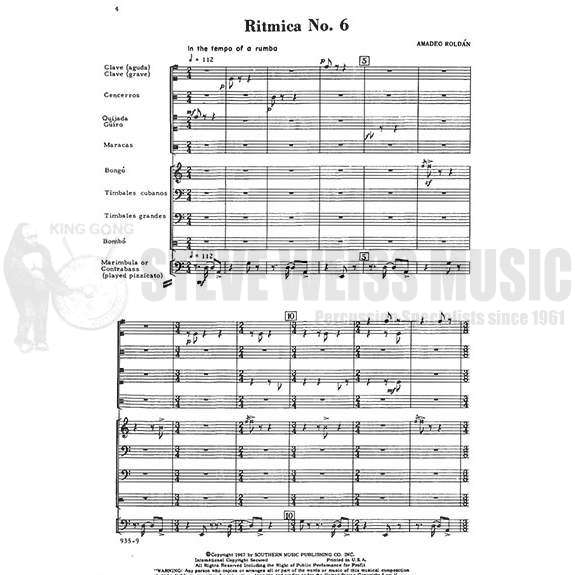 Roldan-Ritmica #6 (S)-M/3T/P SCORE ONLY (current edition)