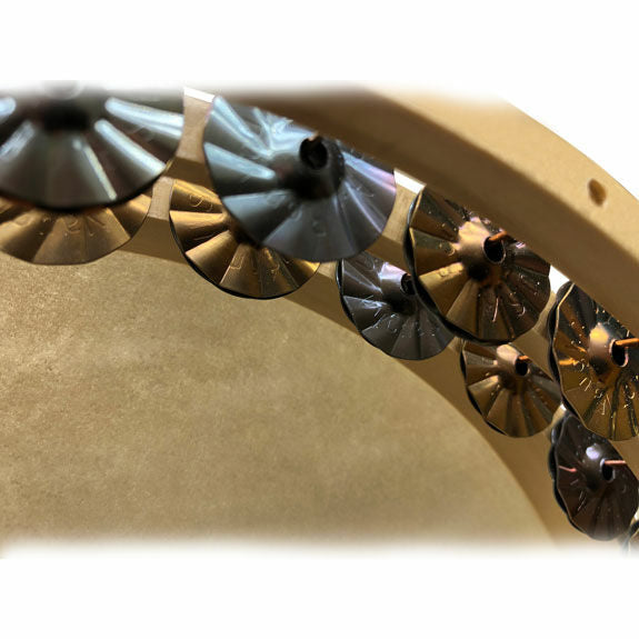 Ron Vaughn 10" Poplar Split-Ring Concert Tambourine with 1” Fluted German Silver Jingles