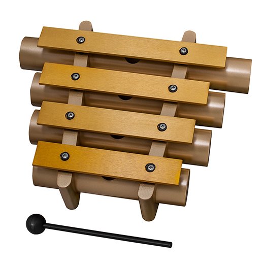 Ross dinner chimes with gold bars and gold resonators, shown from above.