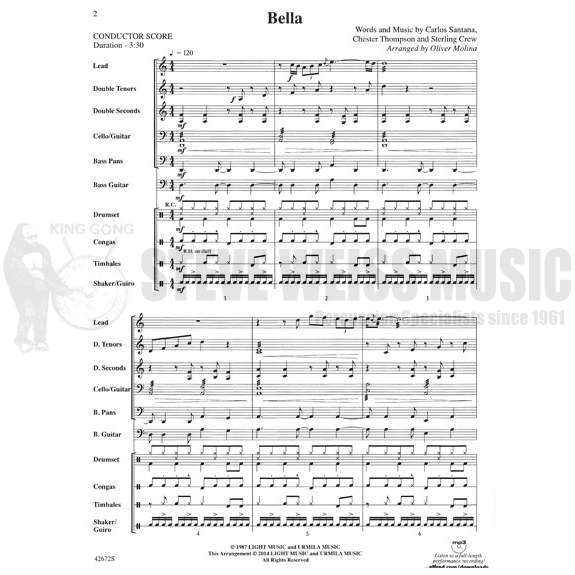 Santana-Bella arr. Molina (SP)-Steel drs./DS/P/opt. BG