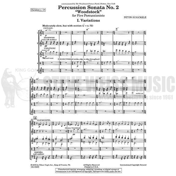 Schickele-Percussion Sonata No. 2 "Woodstock" (SP)-B/V/X/ 2M/P