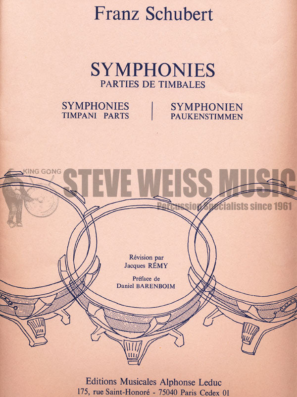 Schubert-Symphonies Parties de Timbales