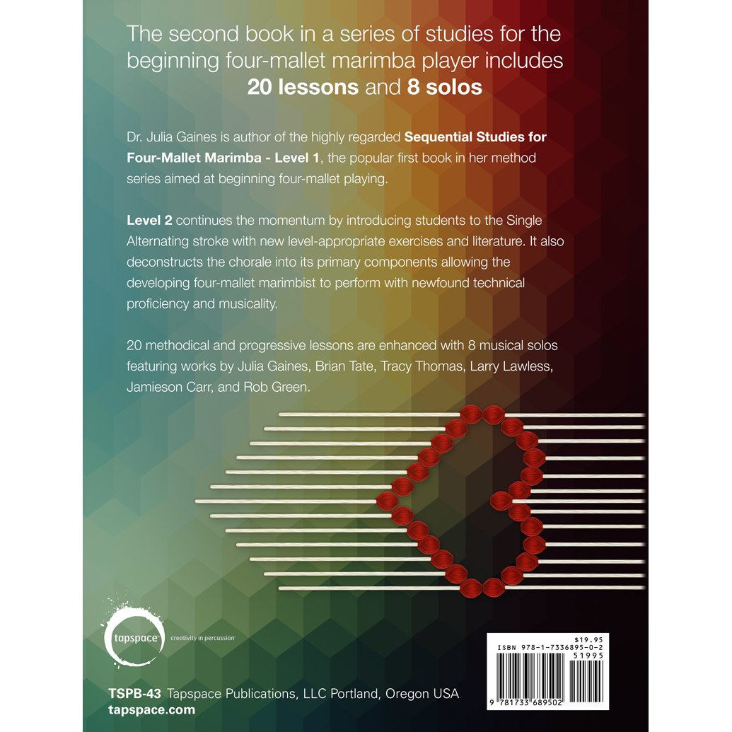 Sequential Studies for Four-Mallet Marimba Book 2 by Julia Gaines Back Cover