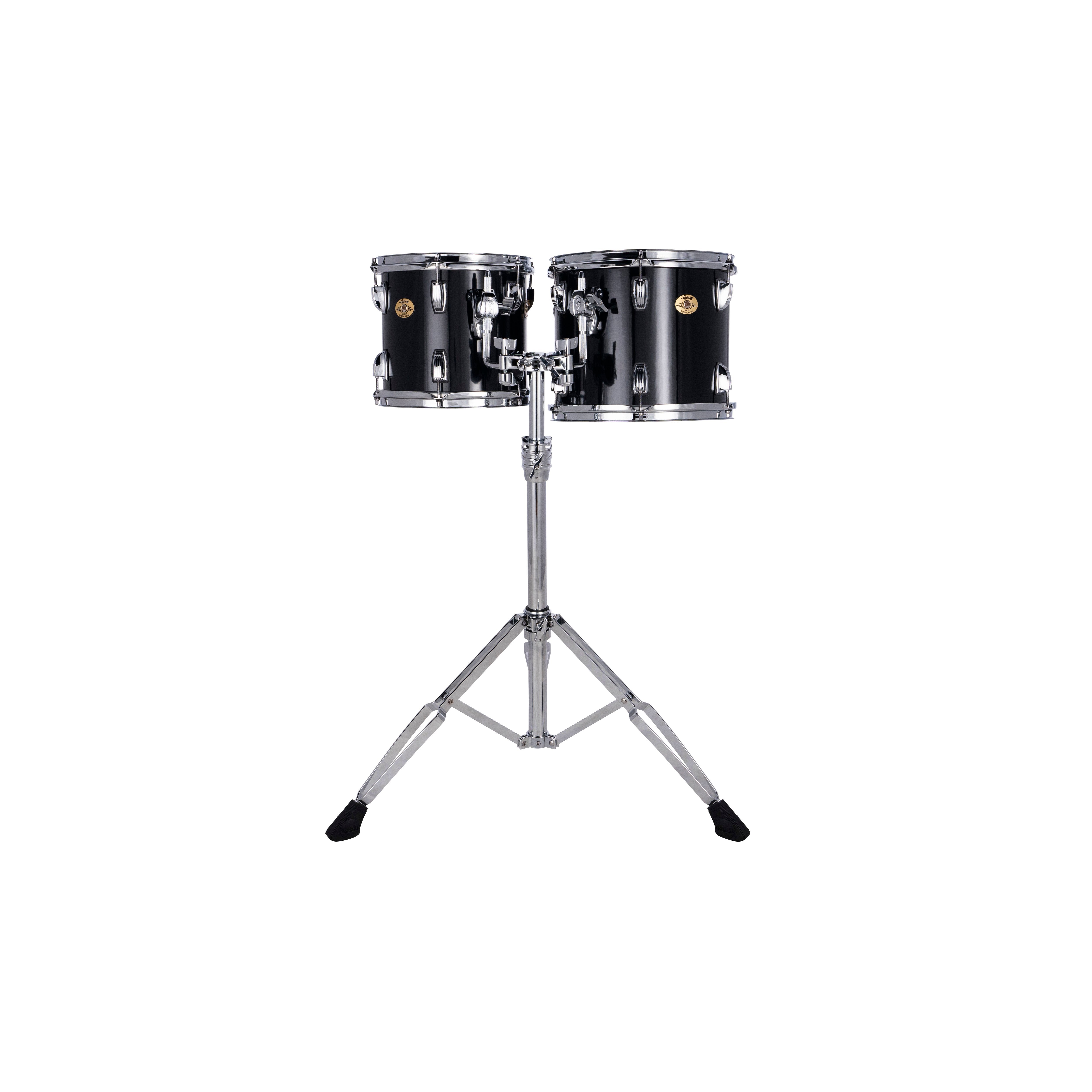 Set of 2 Ludwig Double-headed Concert Toms with LAP441TS Stand - 10"/12" - Black Cortex