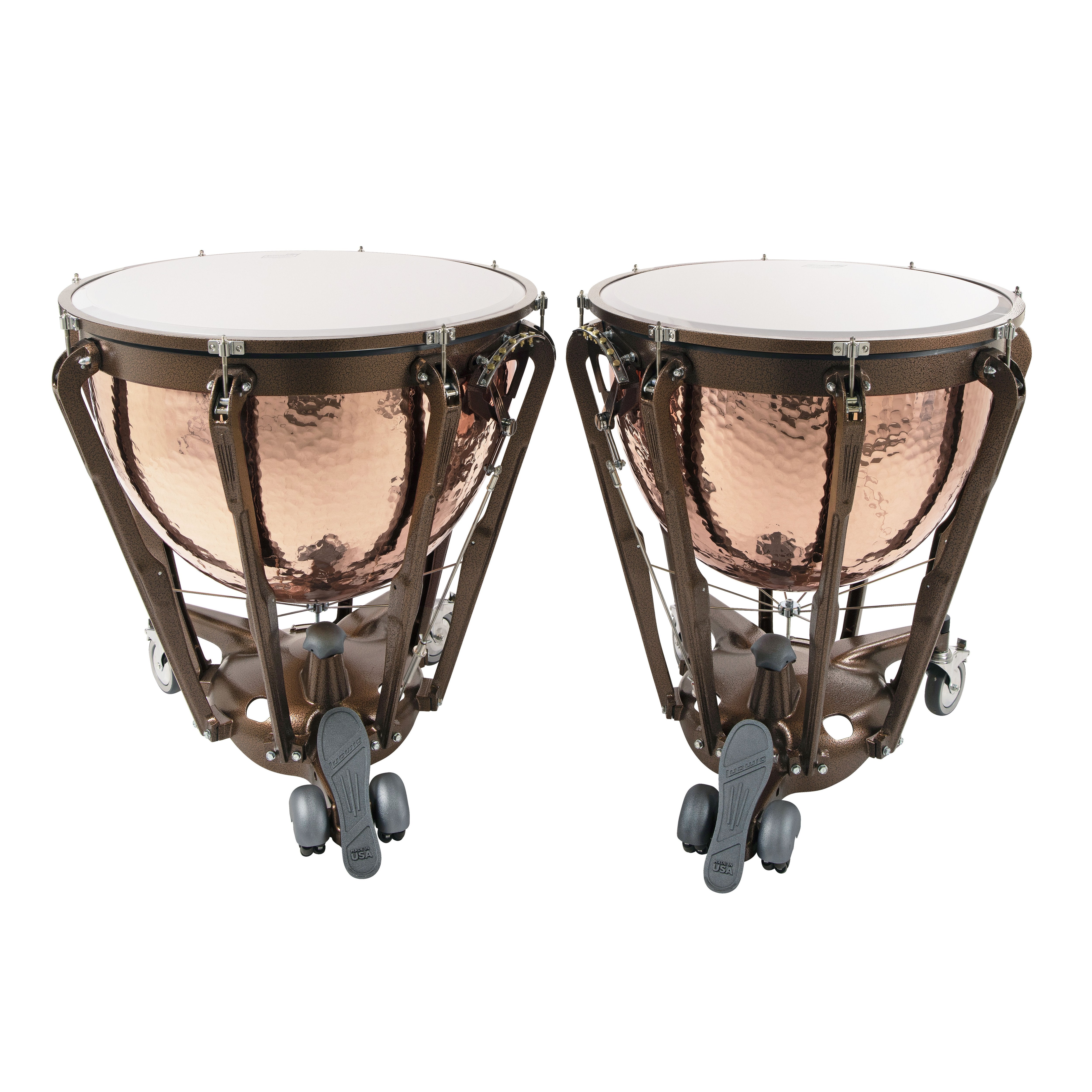 Set of 2 Ludwig Professional Series Hammered Copper Timpani with Gauges - 26"/29" - Image 1