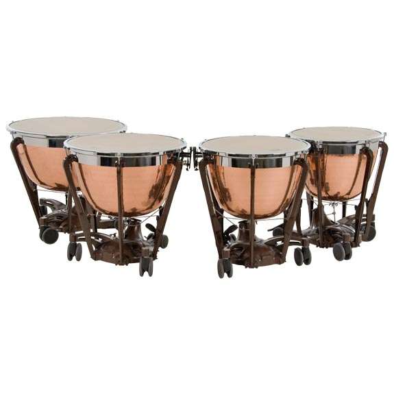 Set of 4 Adams Pro Gen II Hammered Cambered Copper Timpani with Fine Tuners (23/26/29/32)