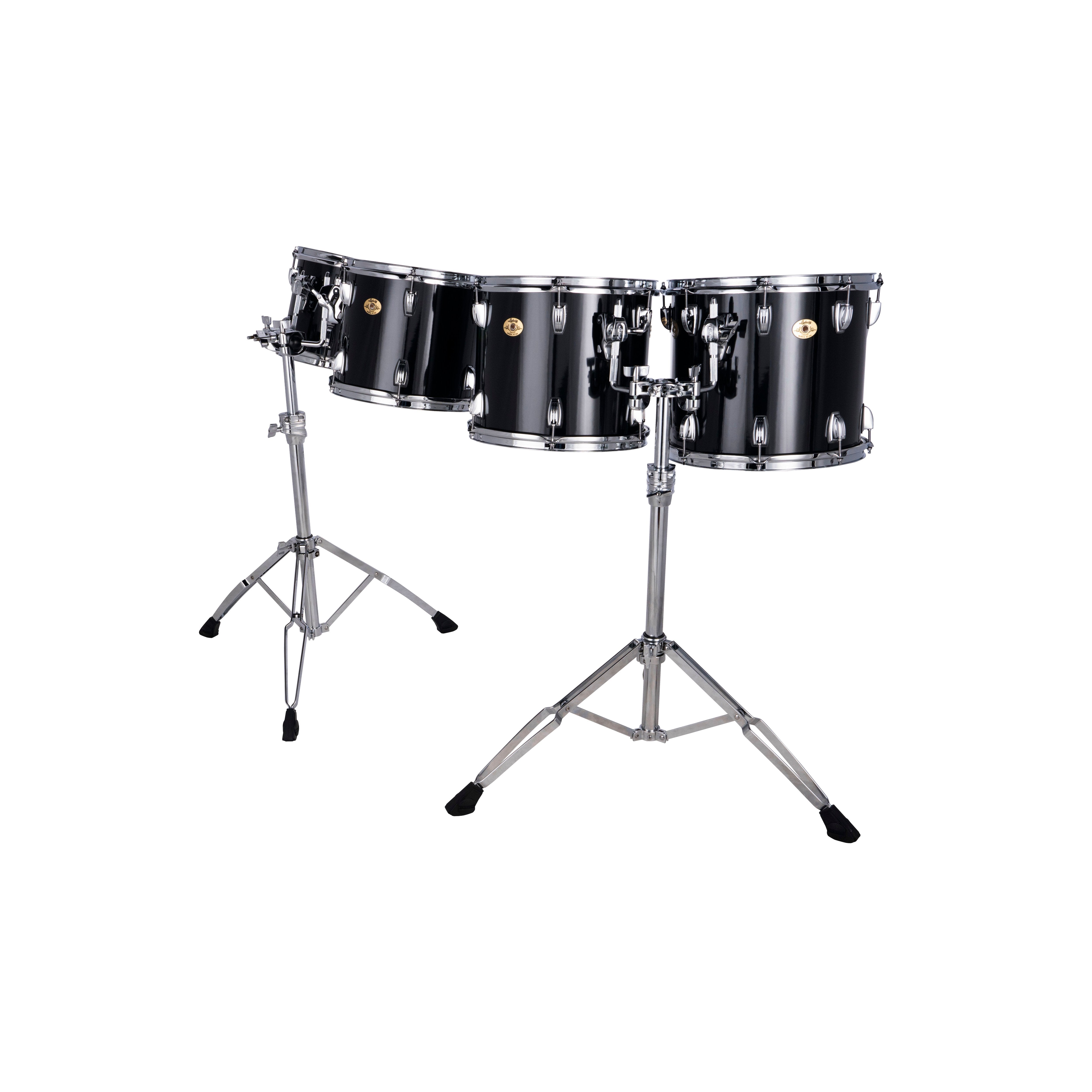 Set of 4 Ludwig Double-headed Concert Toms with LAP441TS Stands - 10"/12"/13"/14" - Black Cortex - Image 2