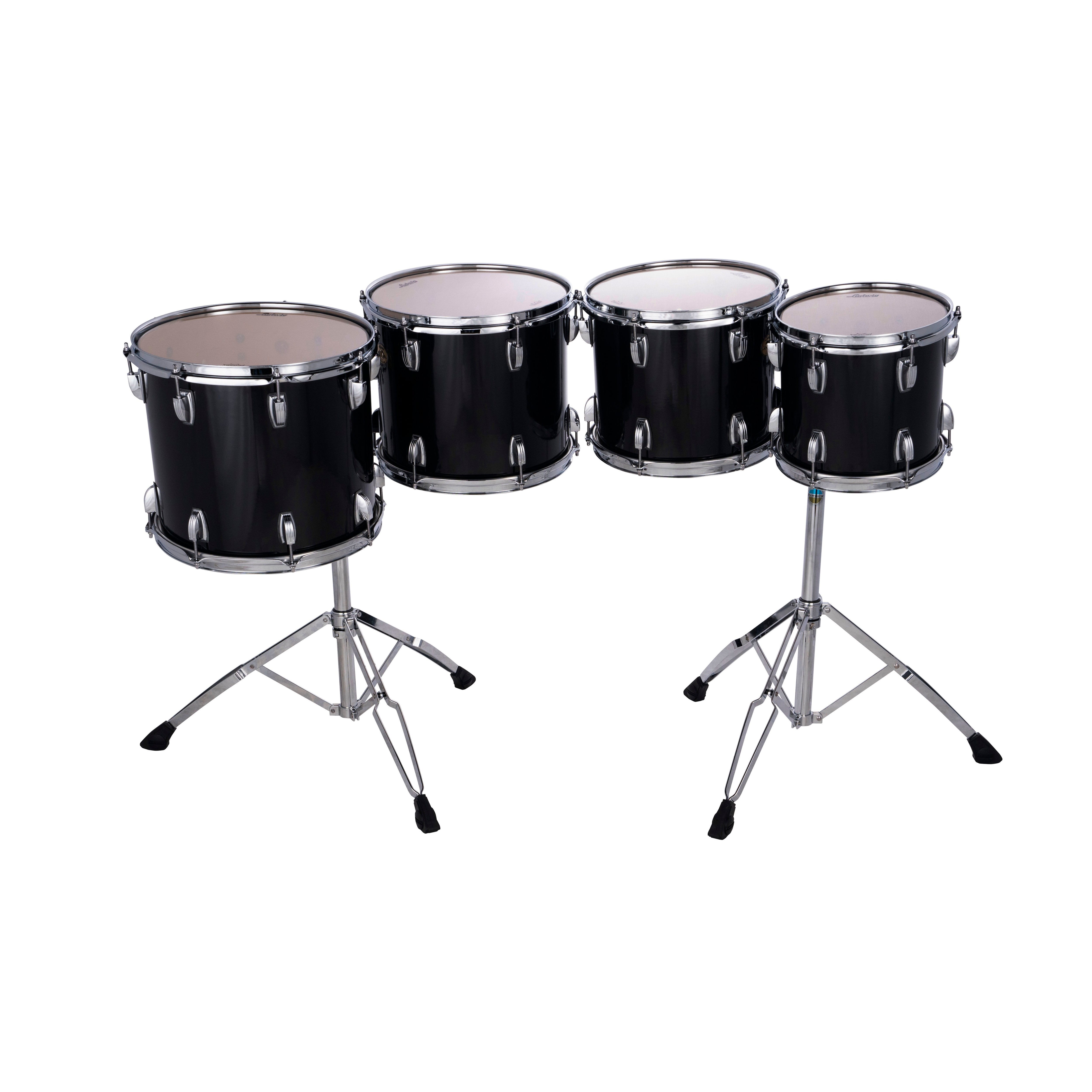 Set of 4 Ludwig Double-headed Concert Toms with LAP441TS Stands - 10"/12"/13"/14" - Black Cortex - Image 3