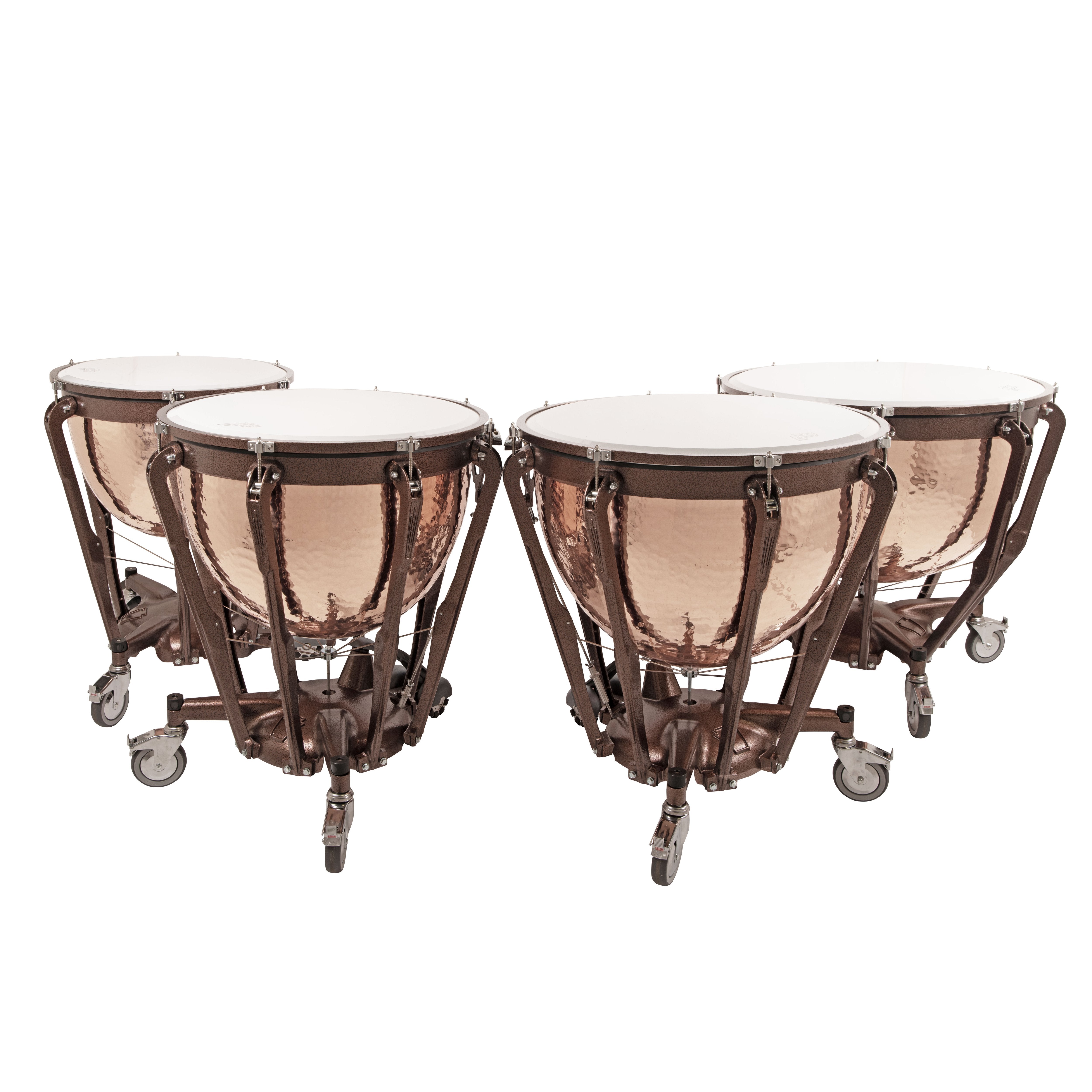 Set of 4 Ludwig Professional Series Hammered Copper Timpani with Gauges - 23"/26"/29"/32" - Image 1