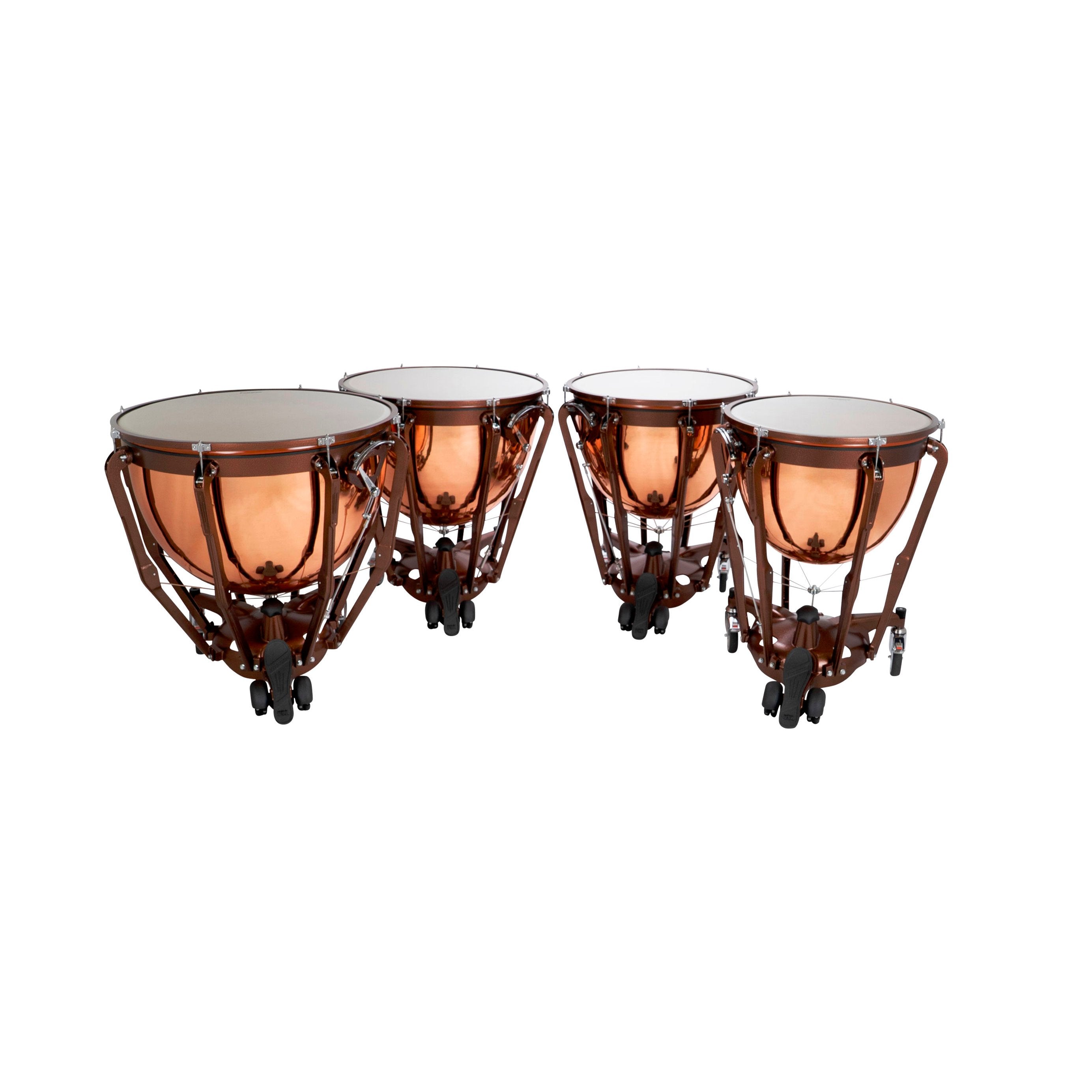 Set of 4 Ludwig Professional Series Polished Copper Timpani with Gauges - 23"/26"/29"/32" - Image 1