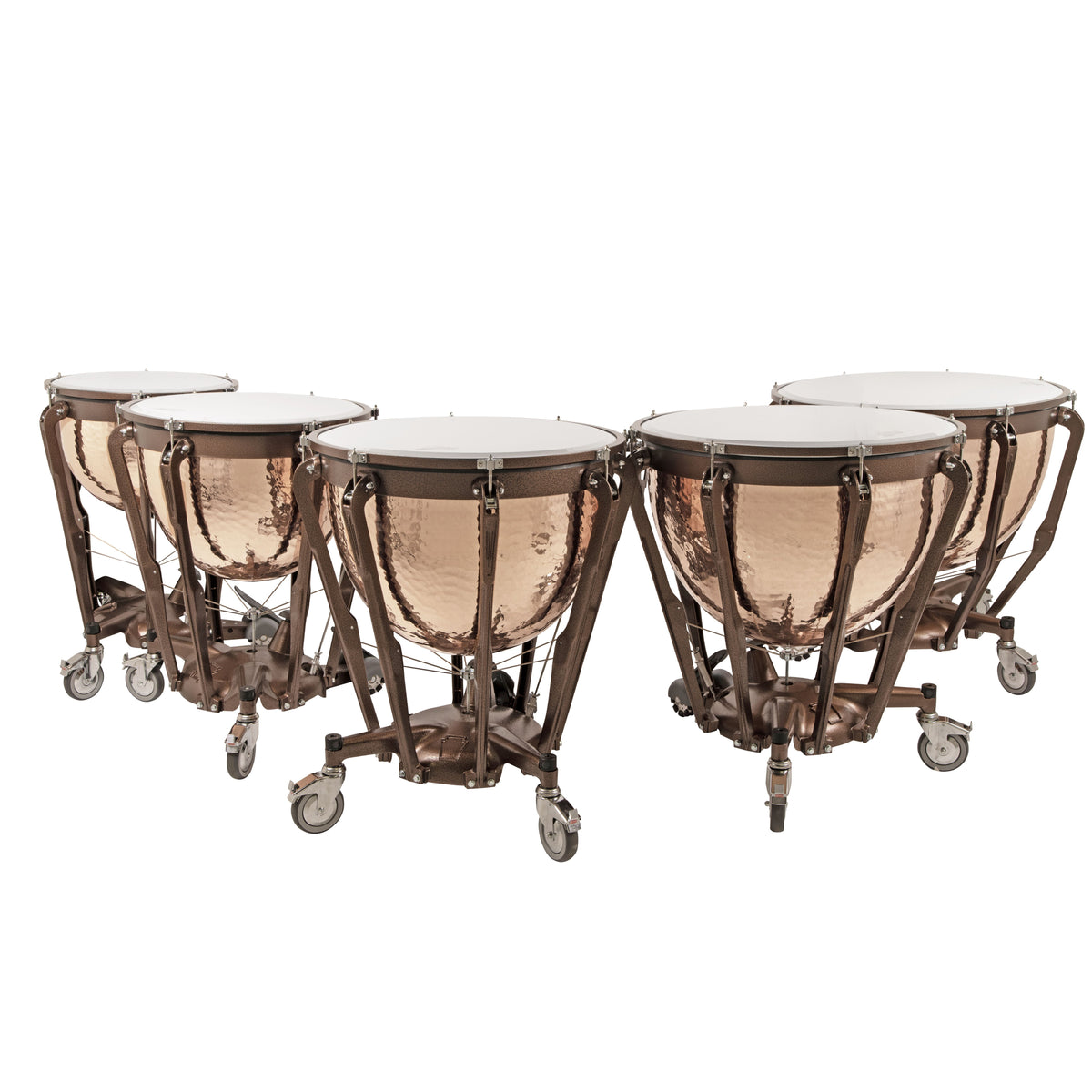 Set of 5 Ludwig Professional Series Hammered Copper Timpani with Gauges - 20"/23"/26"/29"/32" - Image 1