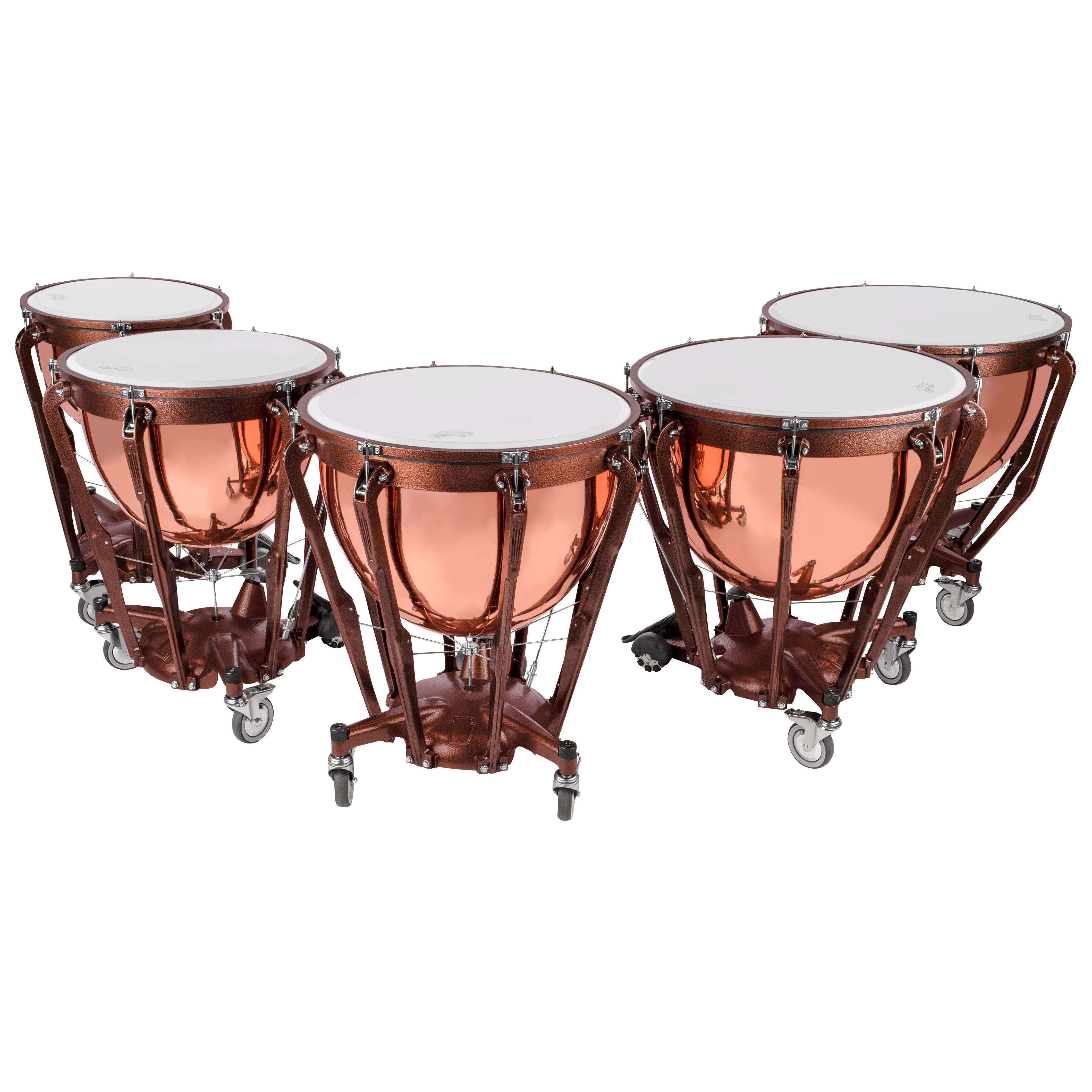 Set of 5 Ludwig Professional Series Polished Copper Timpani with Gauges - 20"/23"/26"/29"/32" - Image 1