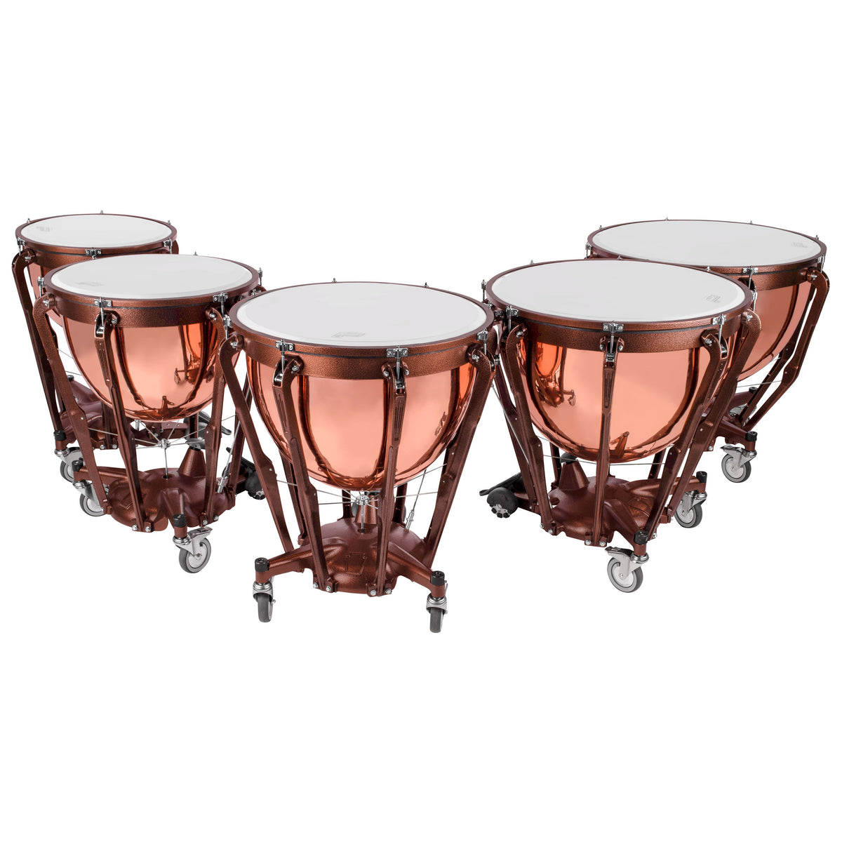 Set of 5 Ludwig Professional Series Polished Copper Timpani with Gauges - 20"/23"/26"/29"/32" - Image 1