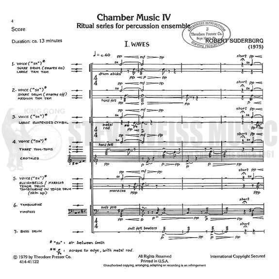 Suderburg-Chamber Music IV(SP)-P/M/B/3T/V/C/Crot