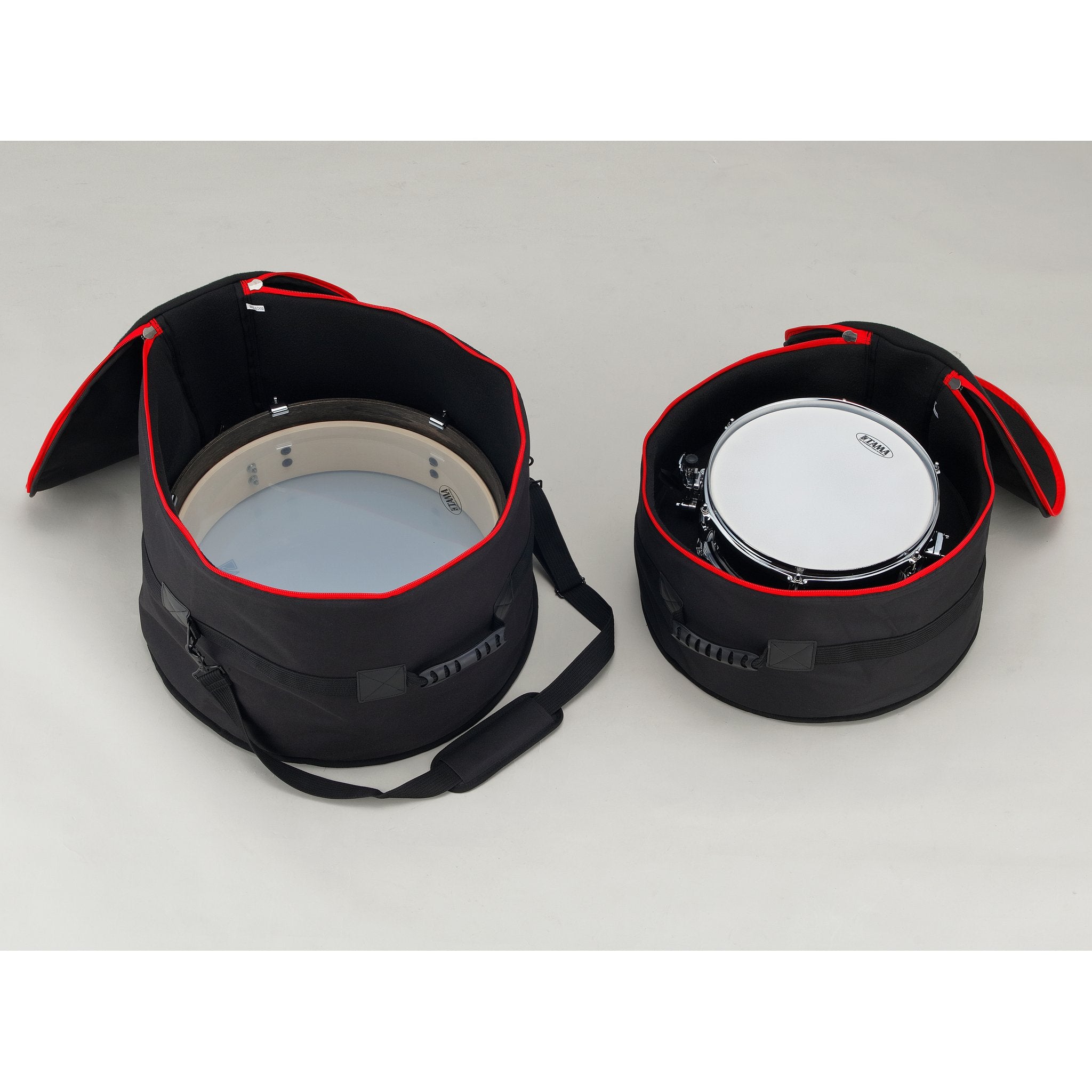 tama dss48ljp standard bag set for club jam pancake kit open with drums inside