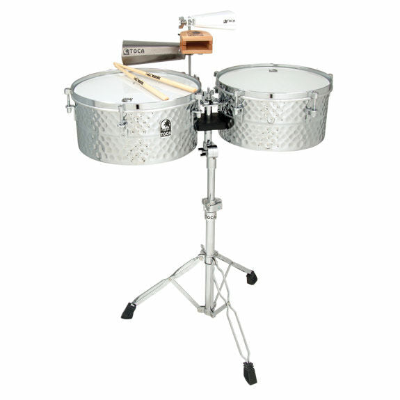 Toca Proline Timbales with Stand - Stainless Steel | Steve Weiss Music