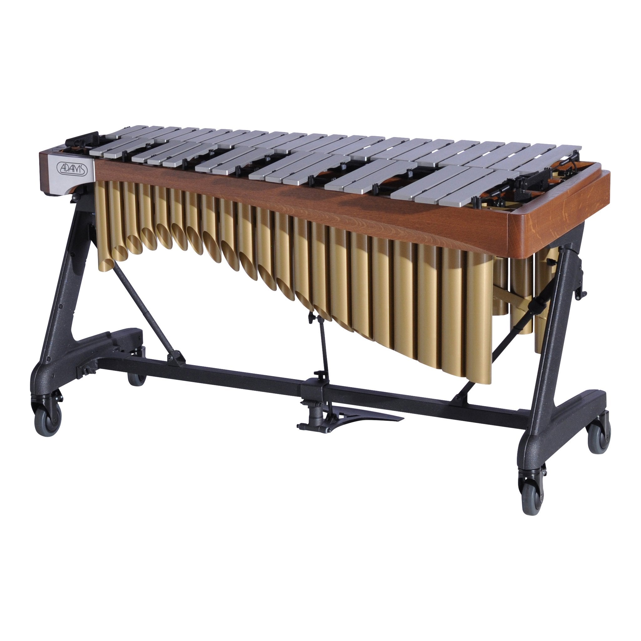 Adams Alpha Vibraphone with Silver Bars, Gold Resonators and Walnut Rails Audience Side