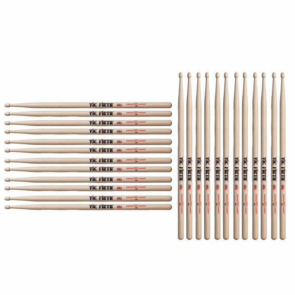 Vic Firth 5A American Classic Wood Tip Drumsticks (Bulk Pack 12 Pairs)