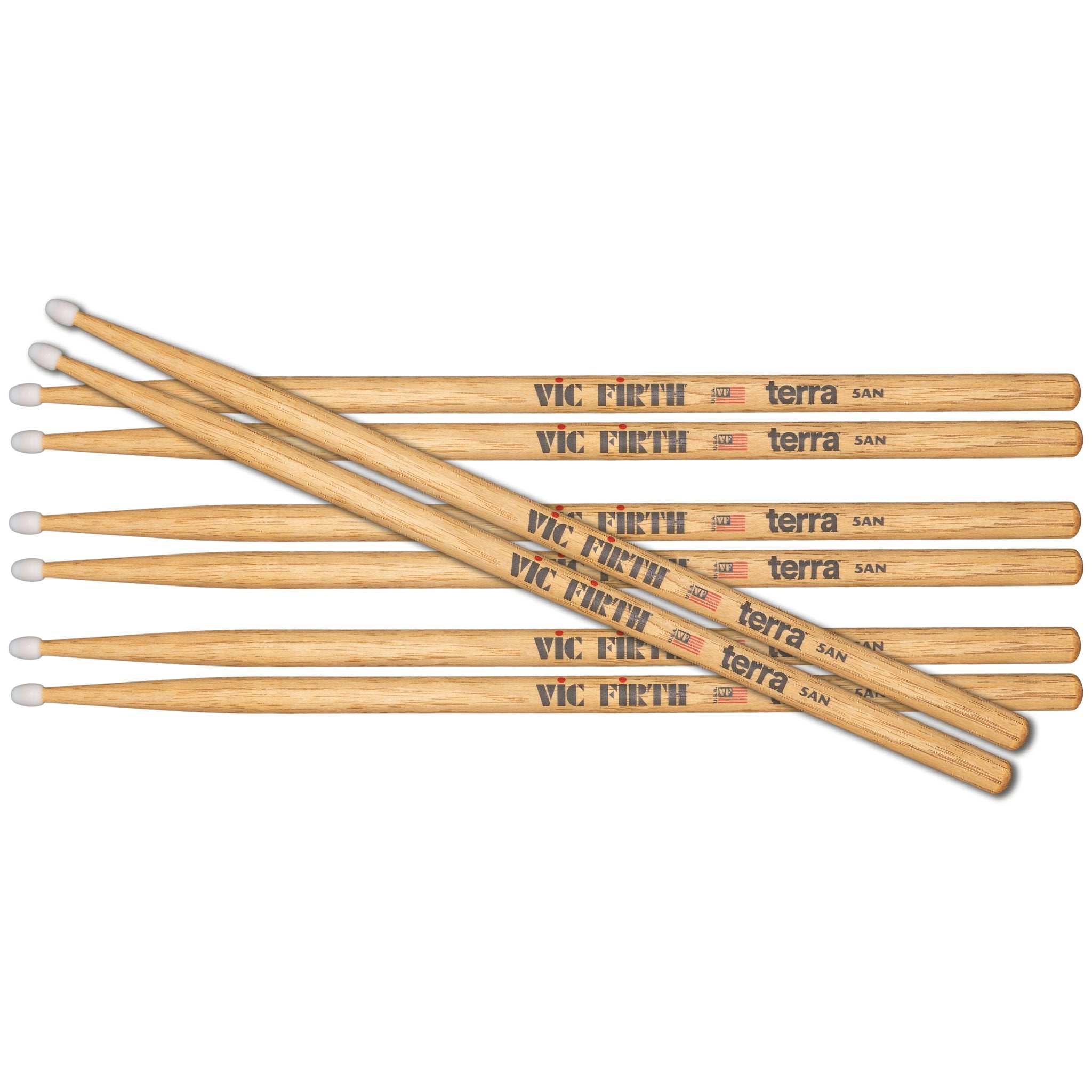Vic Firth American Classic Terra 5ATN Nylon Tip Drumsticks Value Pack - Image 1