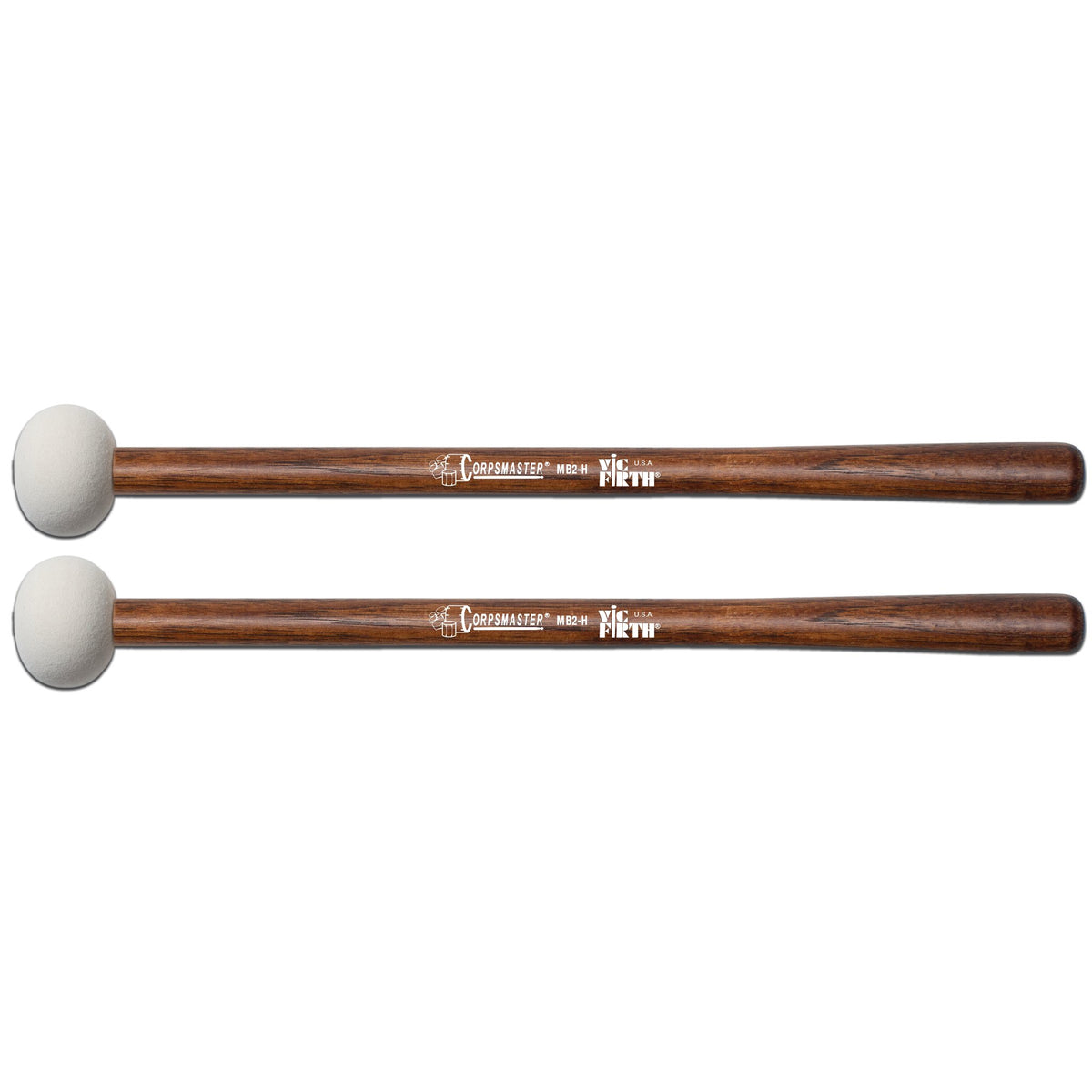 Vic Firth Corpsmaster MB2H Hard Bass Drum Mallets - Medium - Image 1