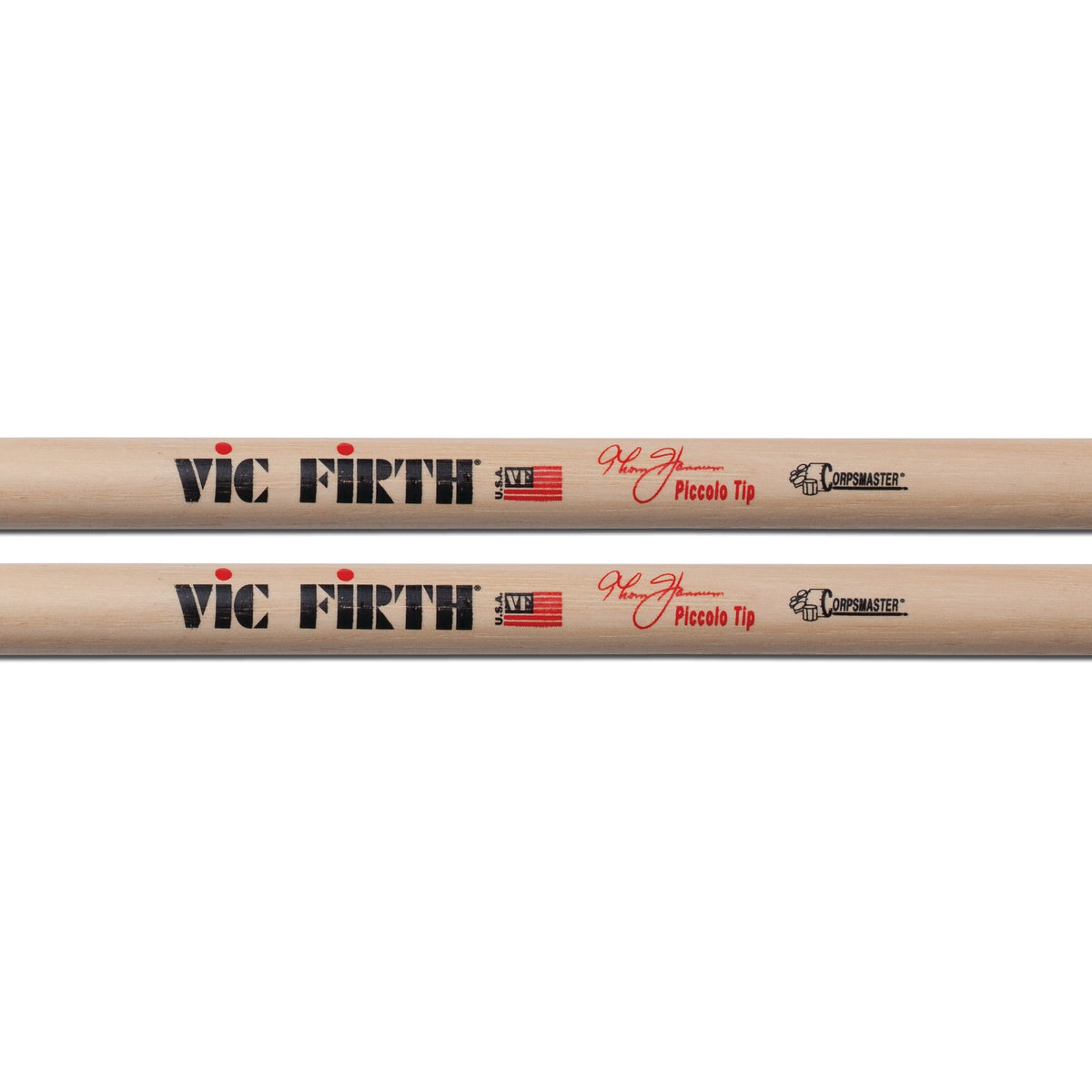 Vic Firth Corpsmaster Signature Snare Drumsticks - Thom Hannum Piccolo Tip - Image 2