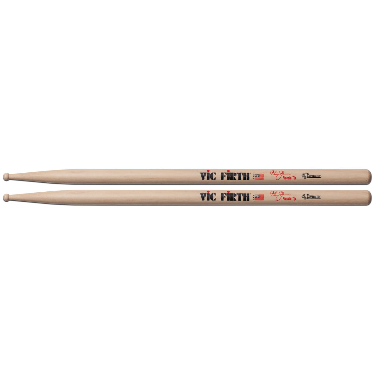 Vic Firth Corpsmaster Signature Snare Drumsticks - Thom Hannum Piccolo Tip - Image 1