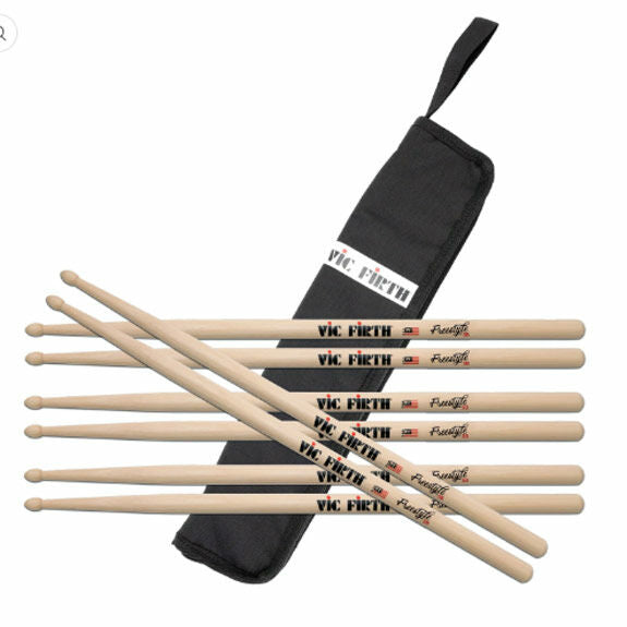 Vic Firth FS5B Drumsticks Bundle 4 Pair with Free Essentials Stick Bag