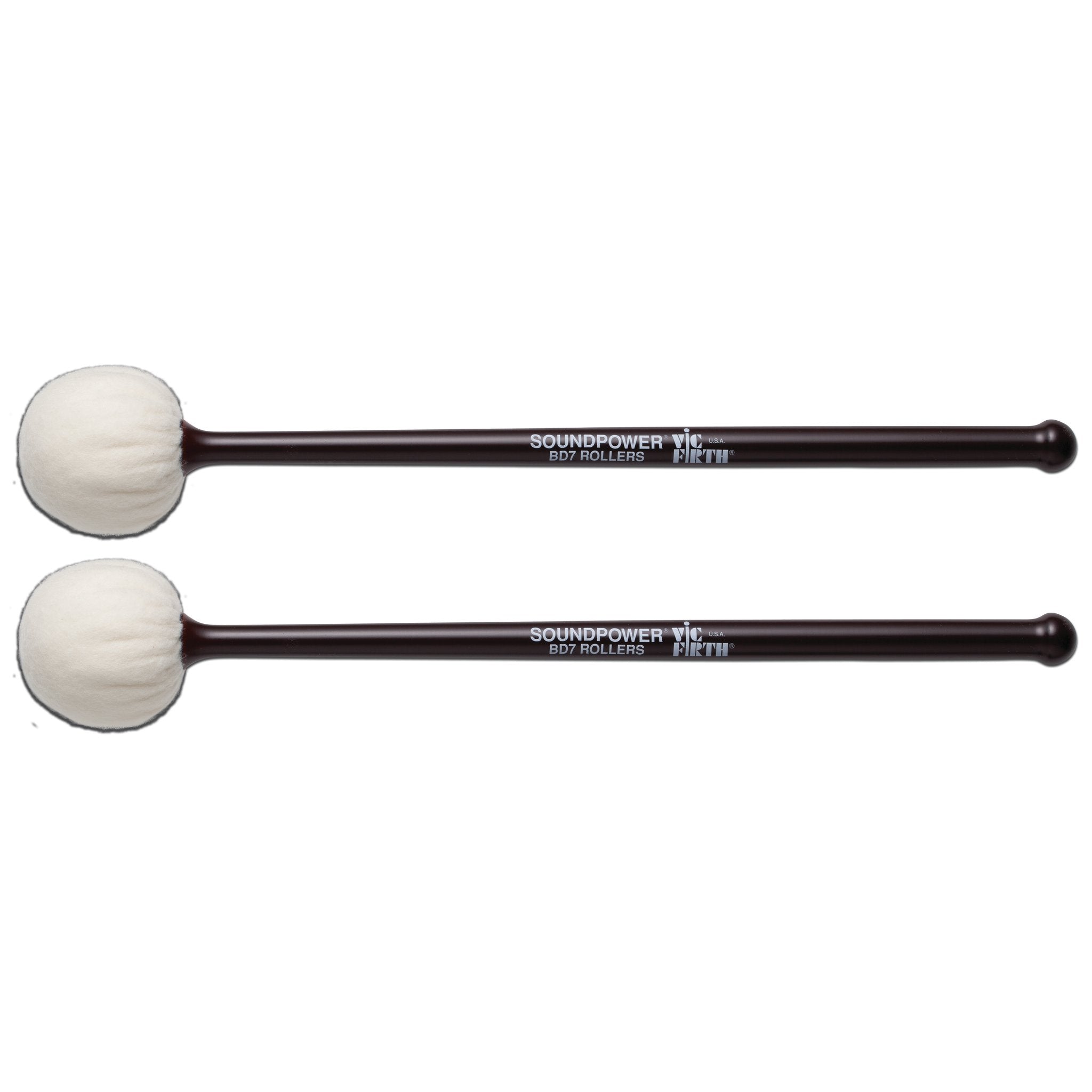Vic Firth Soundpower BD7 Bass Drum Mallets - Rollers (pair) - Image 1