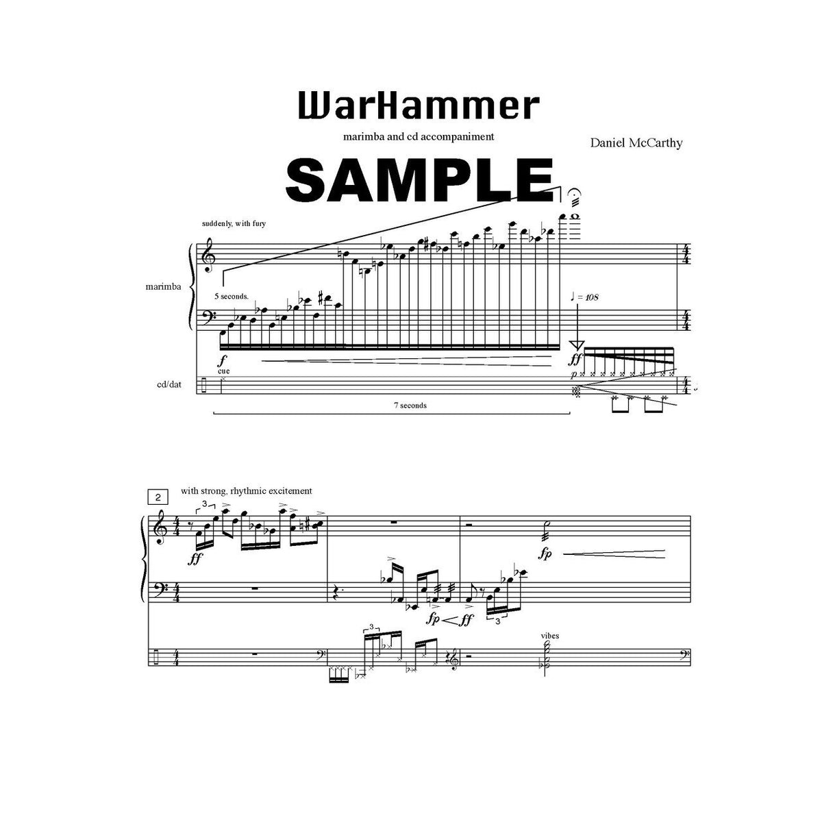 WarHammer for Solo Marimba and Track by Daniel Maccarthy score sample