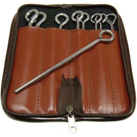 Weiss TBS-BR Triangle Beater Set - 10 Steel w/ Brown Leather Case